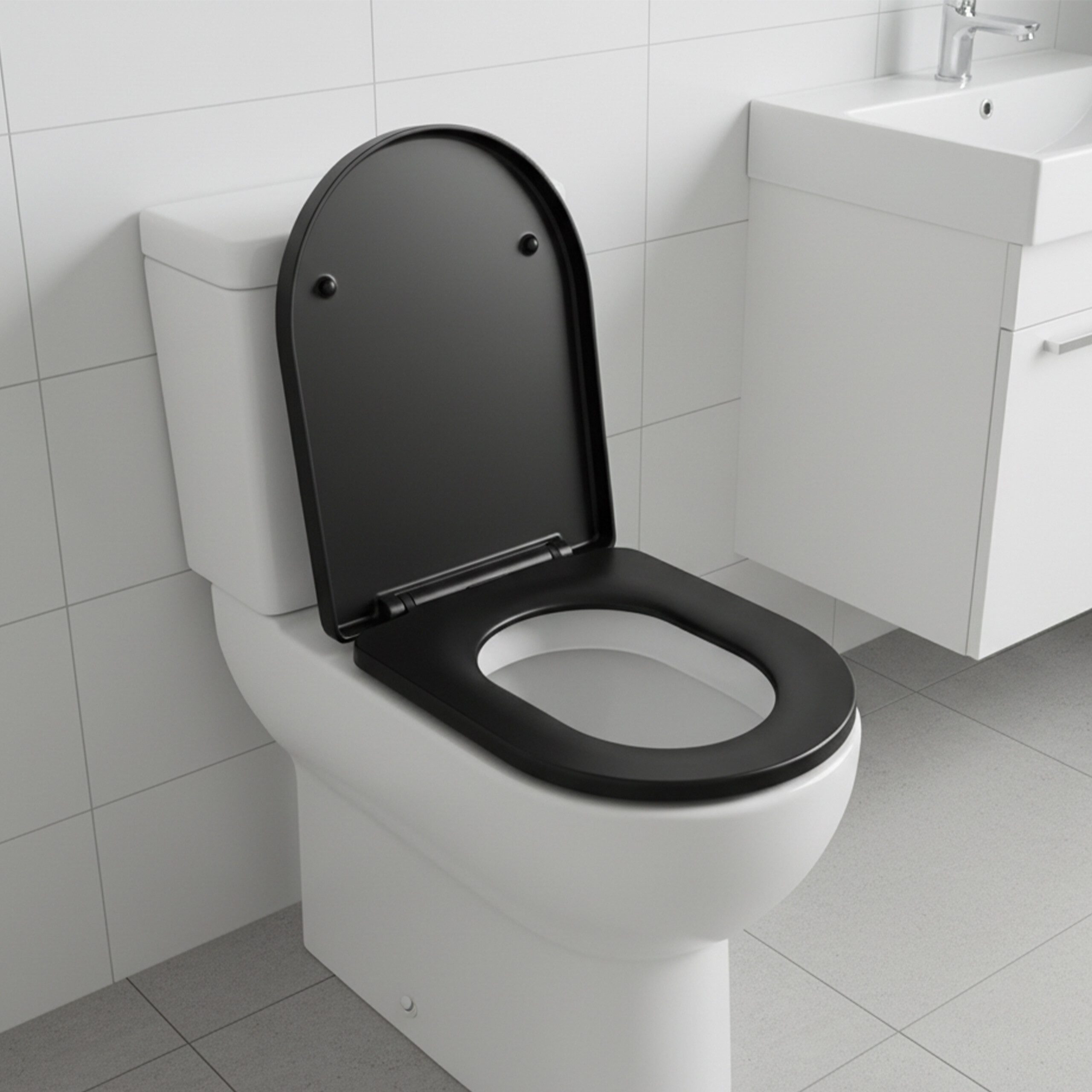 relaxdays WC-Sitz Toilettendeckel mit Absenkautomatik, schwarz günstig online kaufen