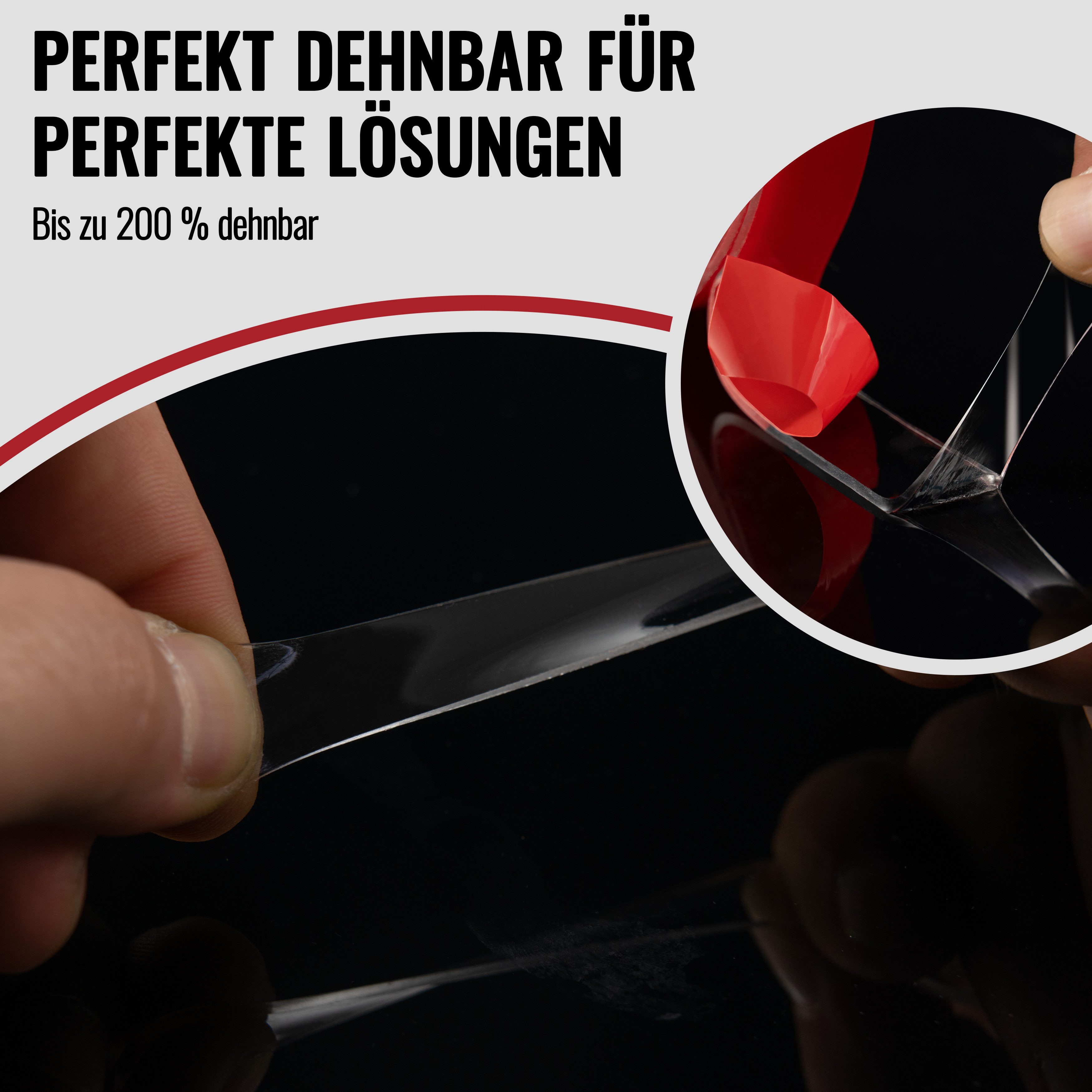 Poppstar Doppelklebeband Acrylklebeband stark, abwaschbar & wiederverwendbar doppelseitiges Klebeband (5 m x 19 mm x 2 mm) Acryl transparent – Bild 4 von 5