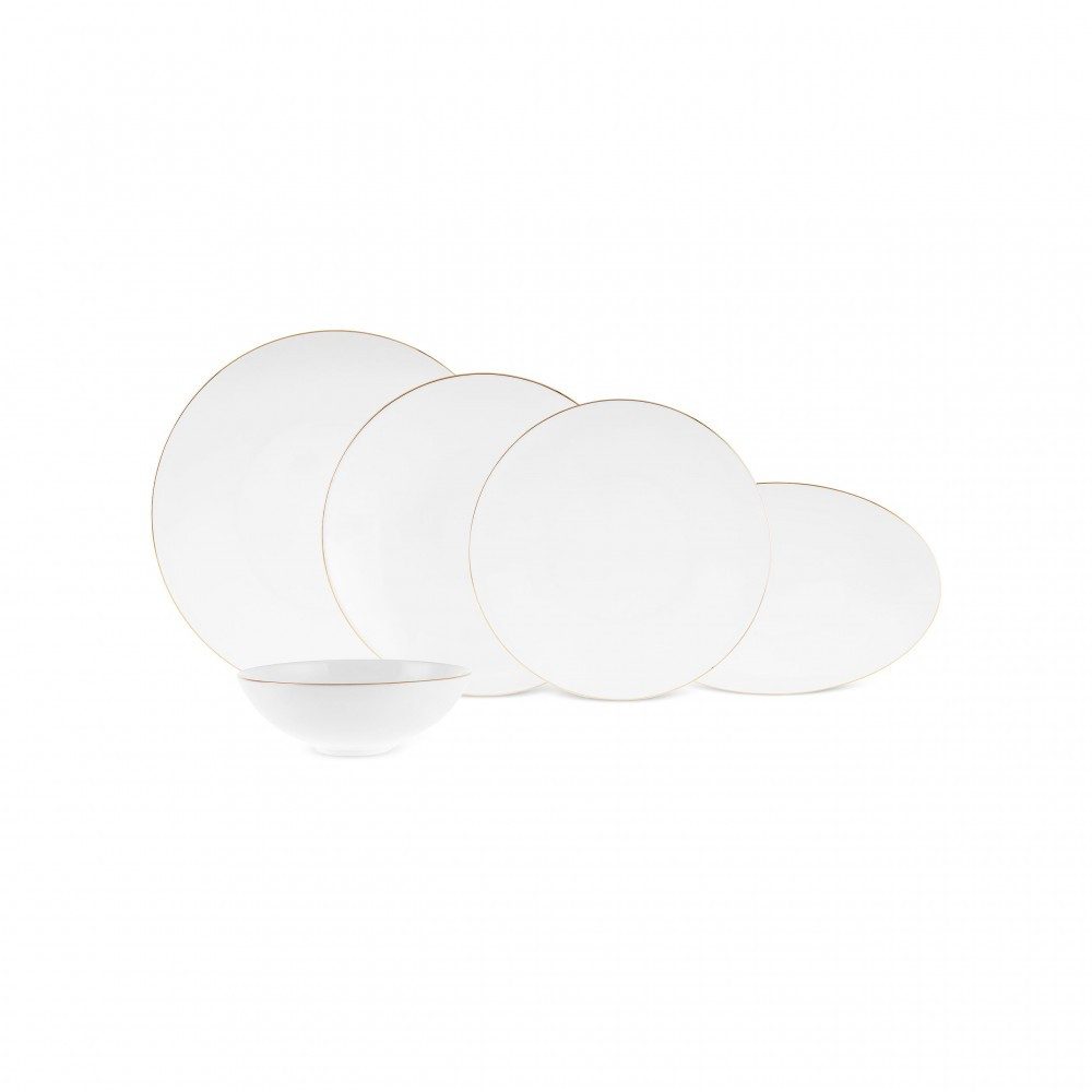 Karaca Geschirr-Set Karaca Fine Pearl Extra Chanak 55-tlg. Geschirrset für 12 Personen, 12 Personen, Porzellan, Karaca Fine Pearl Extra Chanak 55-tlg Tafelservice für 12 Pers. Gold