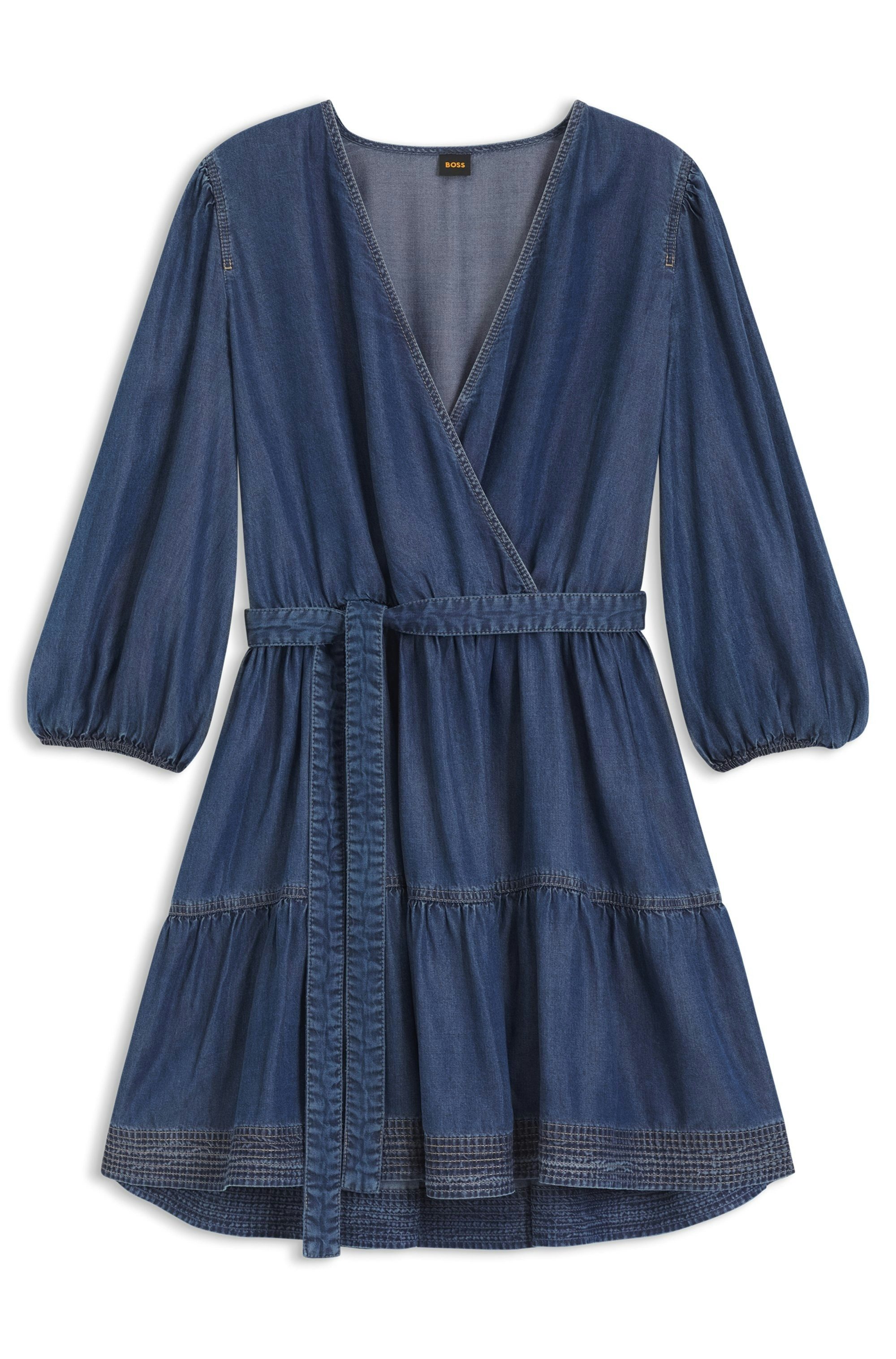 BOSS ORANGE Wickelkleid Dardy Premium Damenmode im Denim-Look, Bindegürtel – Bild 5 von 5