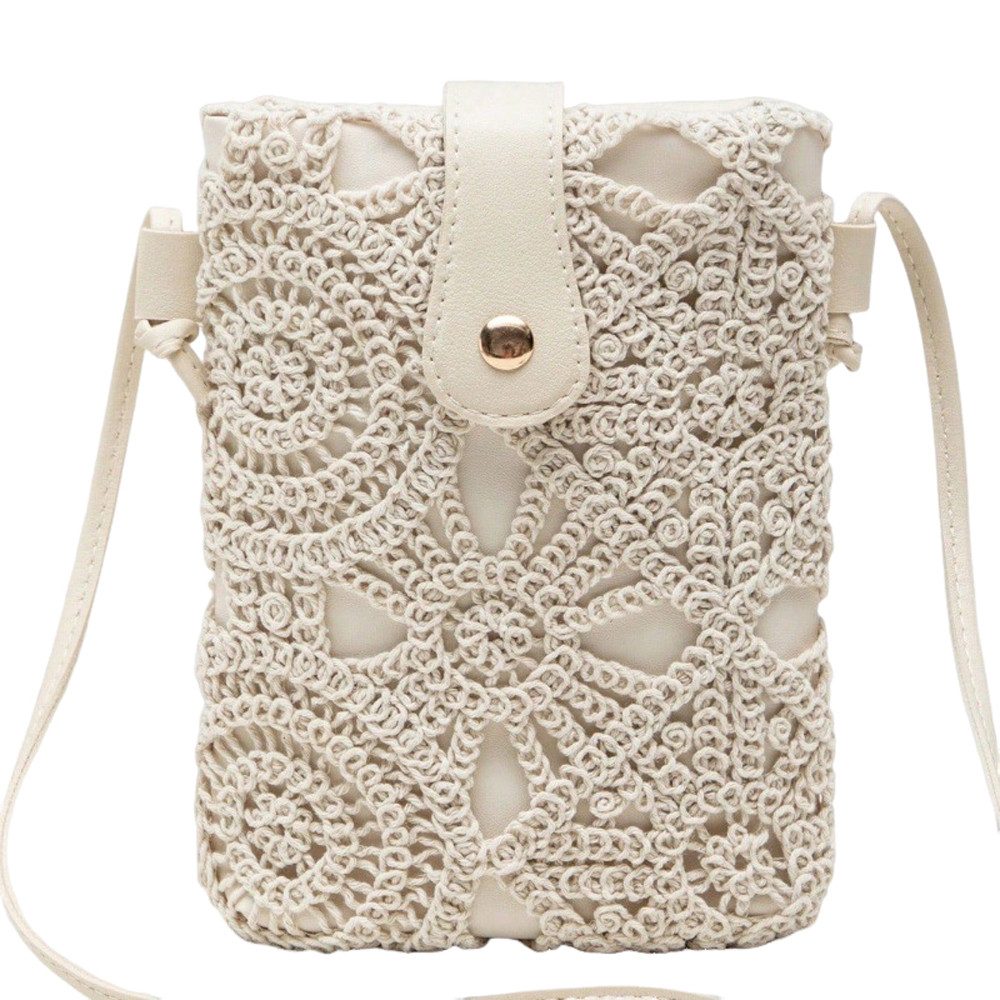 Zaewry Handtasche Damen Durchbrochen Blumen, Gewebte Blumen Umhängetasche, Crossbody Bag für Arbeit Schule Shopper Lässige Täglich