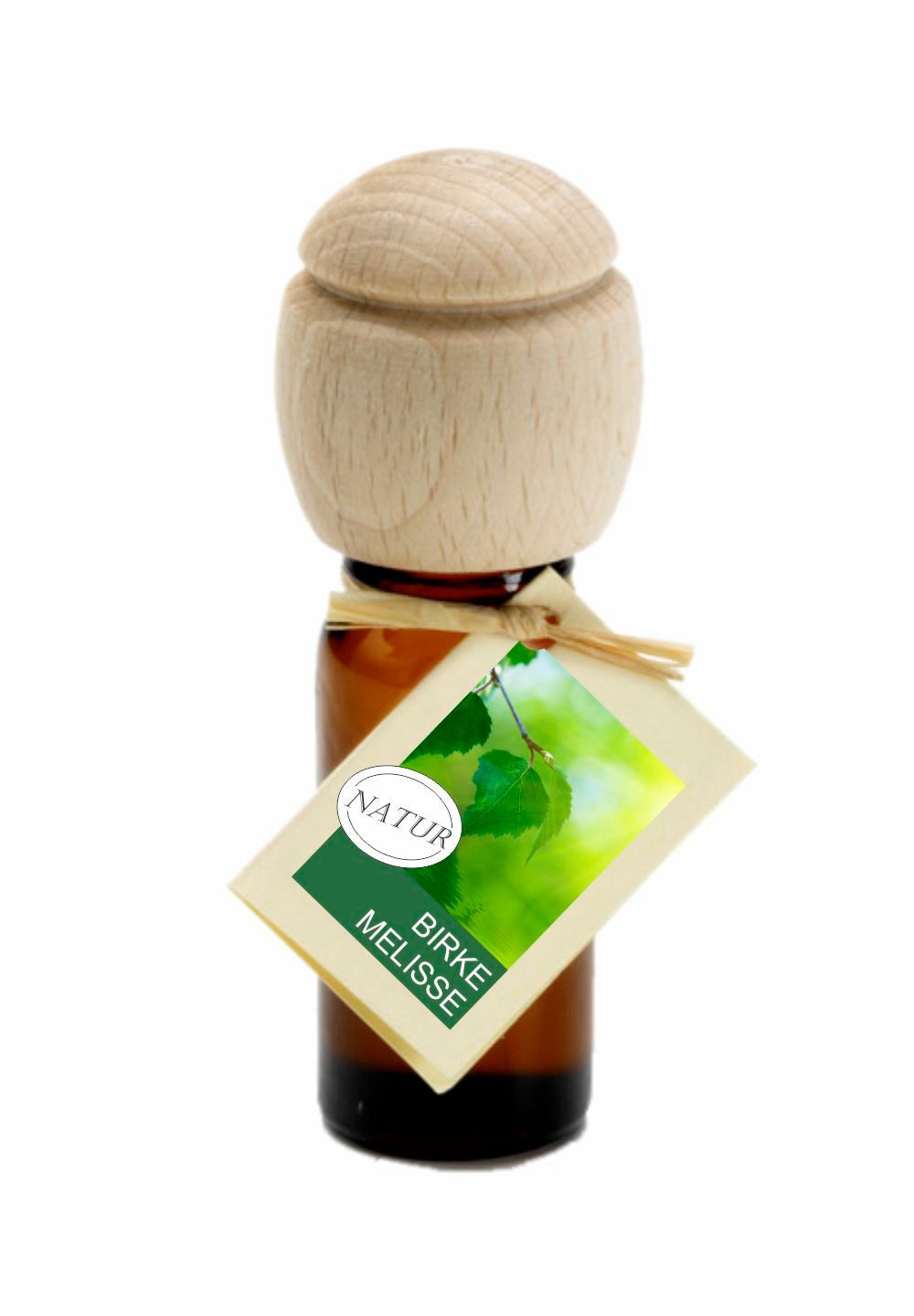 Traumduft-Manufaktur Duftöl Birke-Melisse (1-St), Piccolino Duftöl Raumduft mit Buchenholzkopf Naturöl 10 ml