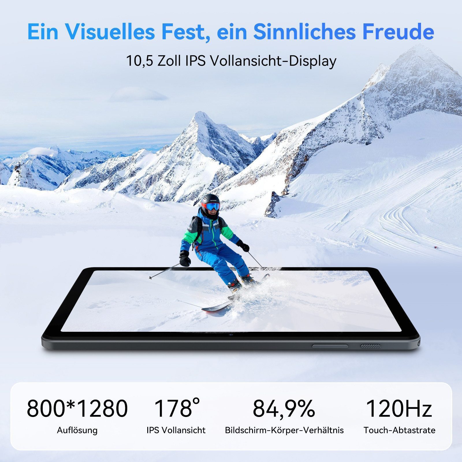 TABWEE T80 6000 mAh Android 16 WLAN 10-Zoll-Tablet mit 64/128 GB Tablet (10.1", Android16, 5G wifi, Android 16, Gemini AI, PC-Modus)