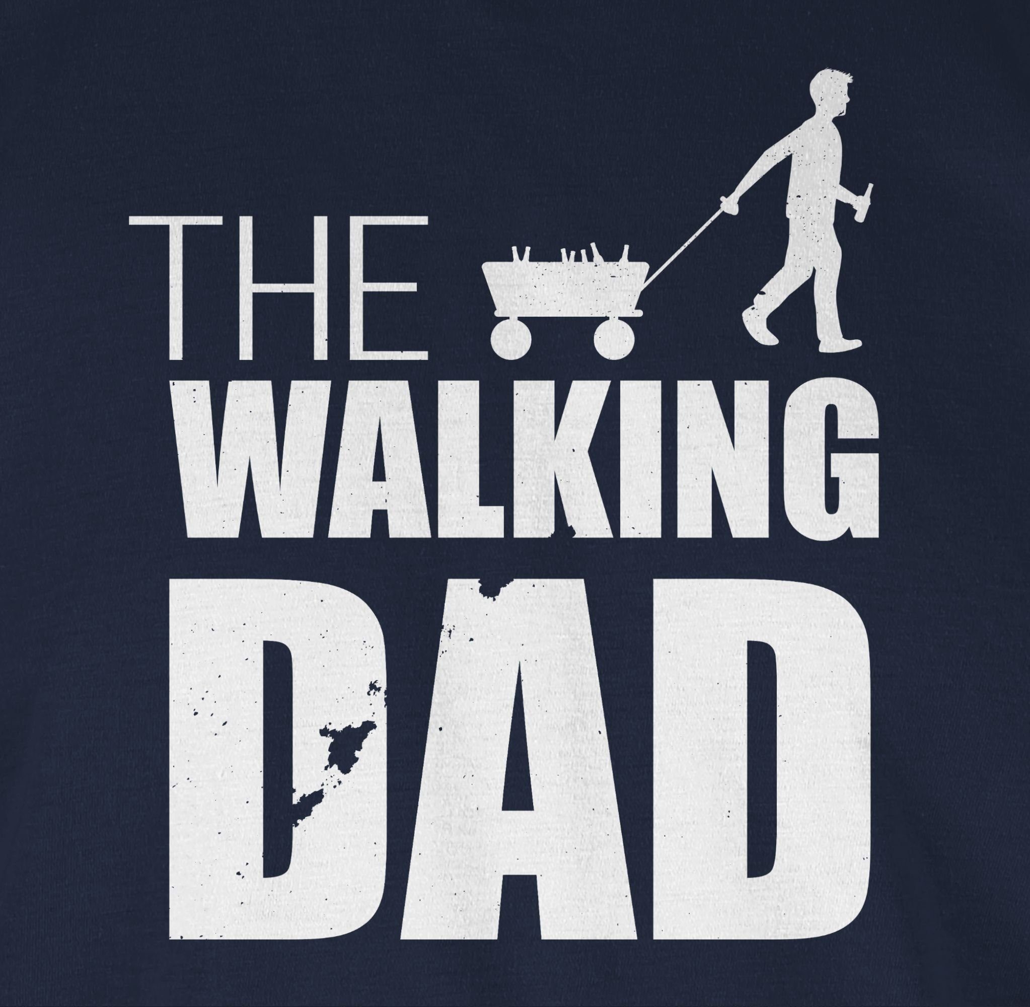 Navy 2 Bollerwagen T-Shirt Walking The Papa Geschenk Blau Vatertag Dad für Shirtracer
