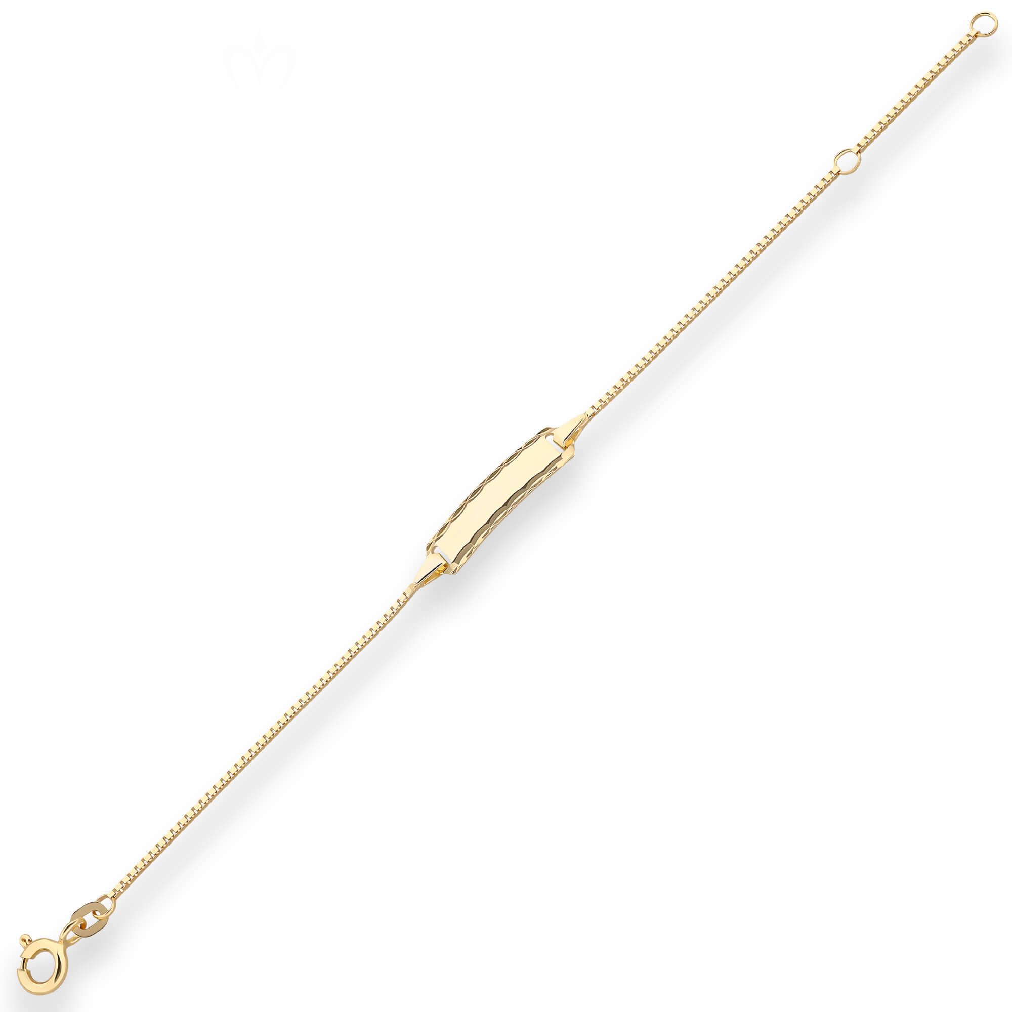 Schmuck Krone Goldarmband 0,9mm Id-Armband Veneziakette Schildband aus 585 Gelbgold 14cm, Gold 585