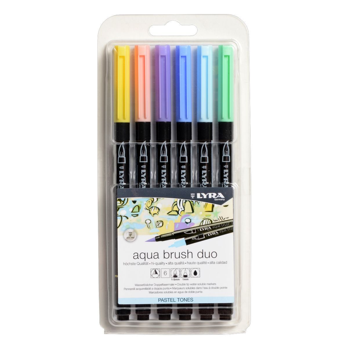 LYRA Pinselstift LYRA Pinselstifte Aqua Brush Duo Pastellfarben 6 Stück Kunststoffetui