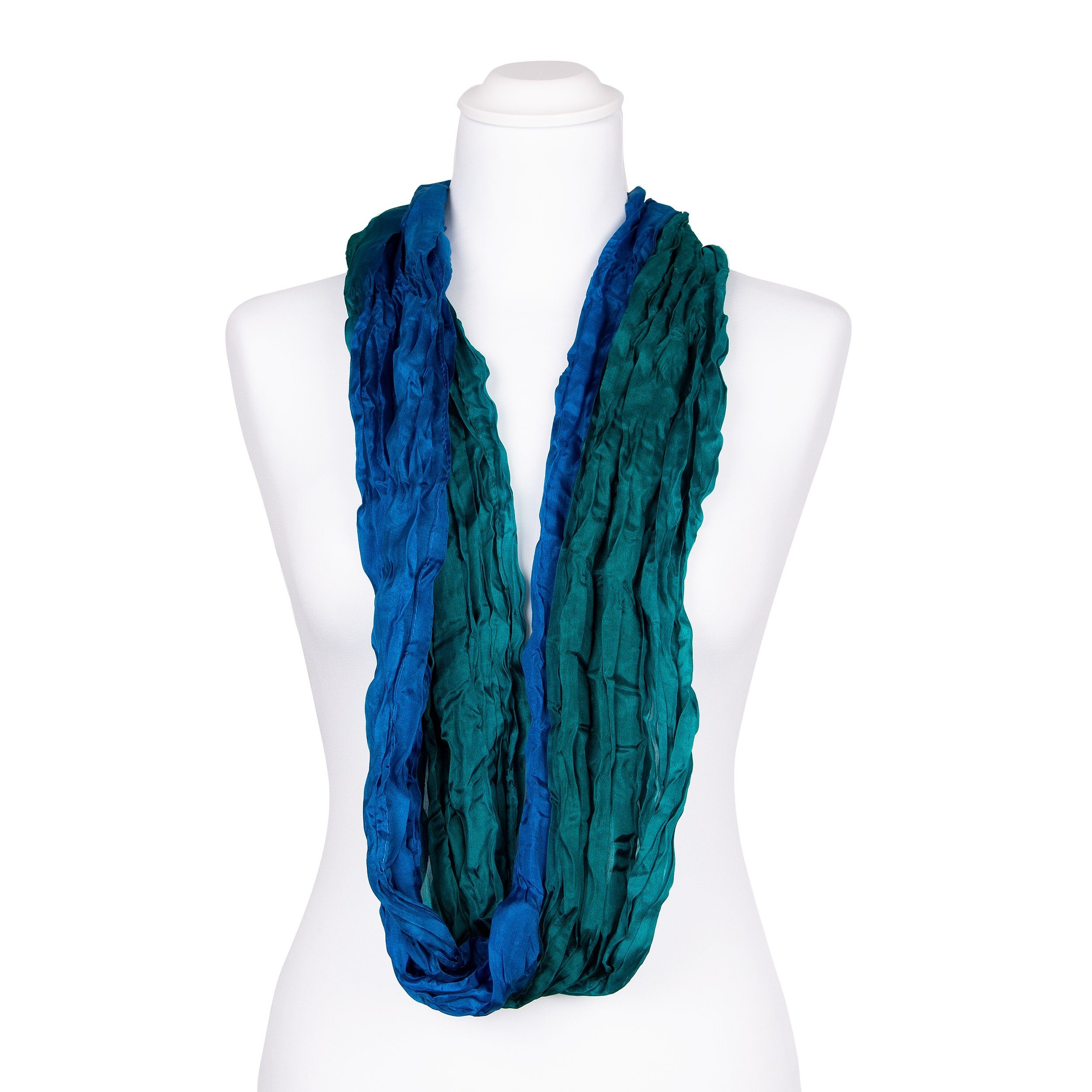Seidenschal Knitterschal Halstuch Schal XXL Farbverlauf grün blau