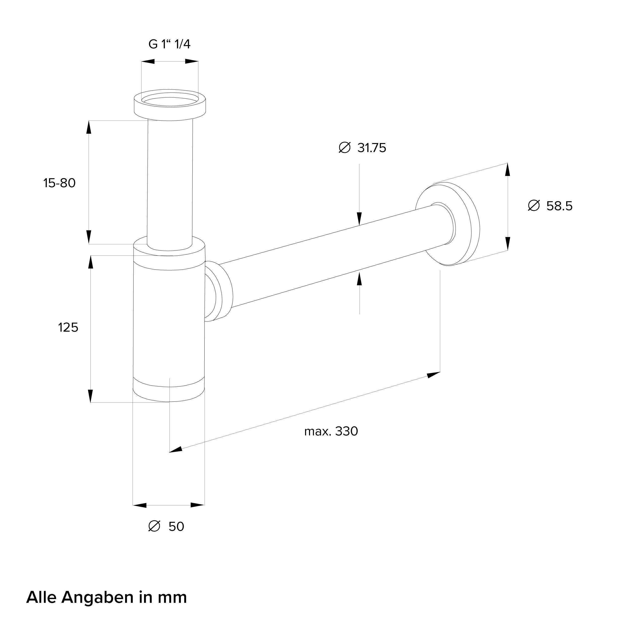 CHRIS BERGEN Siphon Design Siphon Geruchsverschluss für Waschbecken Waschbeckenablauf, in Chrom und Schwarz matt