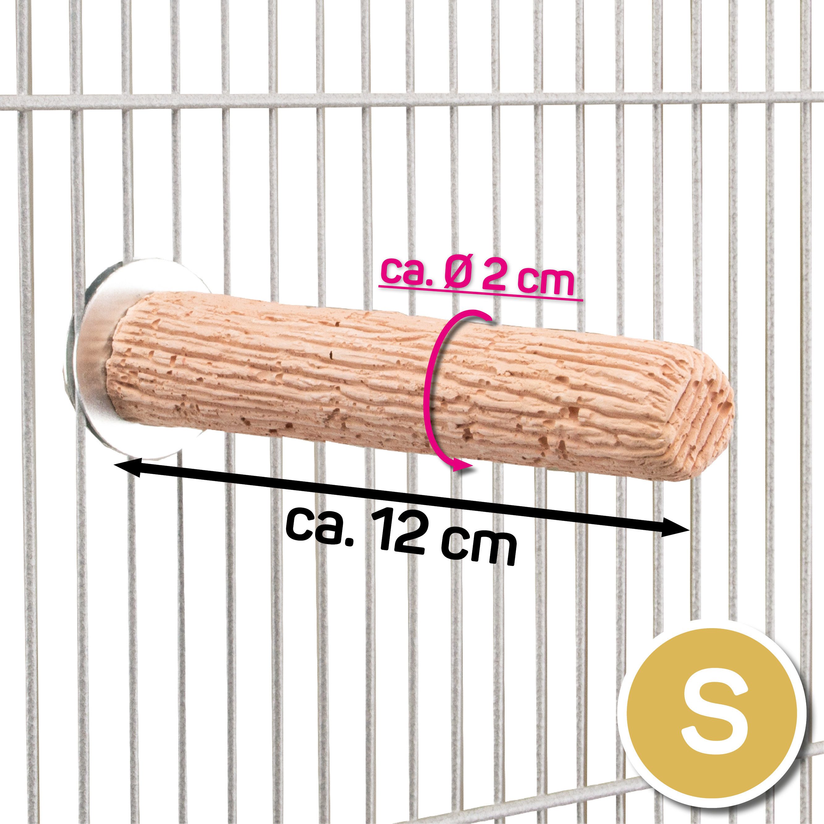 MANU Vogelspielplatz Manu Relax Perch fressbare Sitzstange aus gesunder Lehmerde, für alle Kanarien & Wellensittiche, 12 x 2 x 2 cm