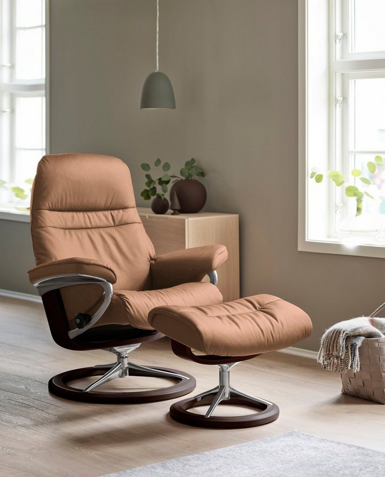 Stressless® Relaxsessel Sunrise (Set, Relaxsessel mit Hocker), mit  Signature Base, Größe L, Gestell Braun