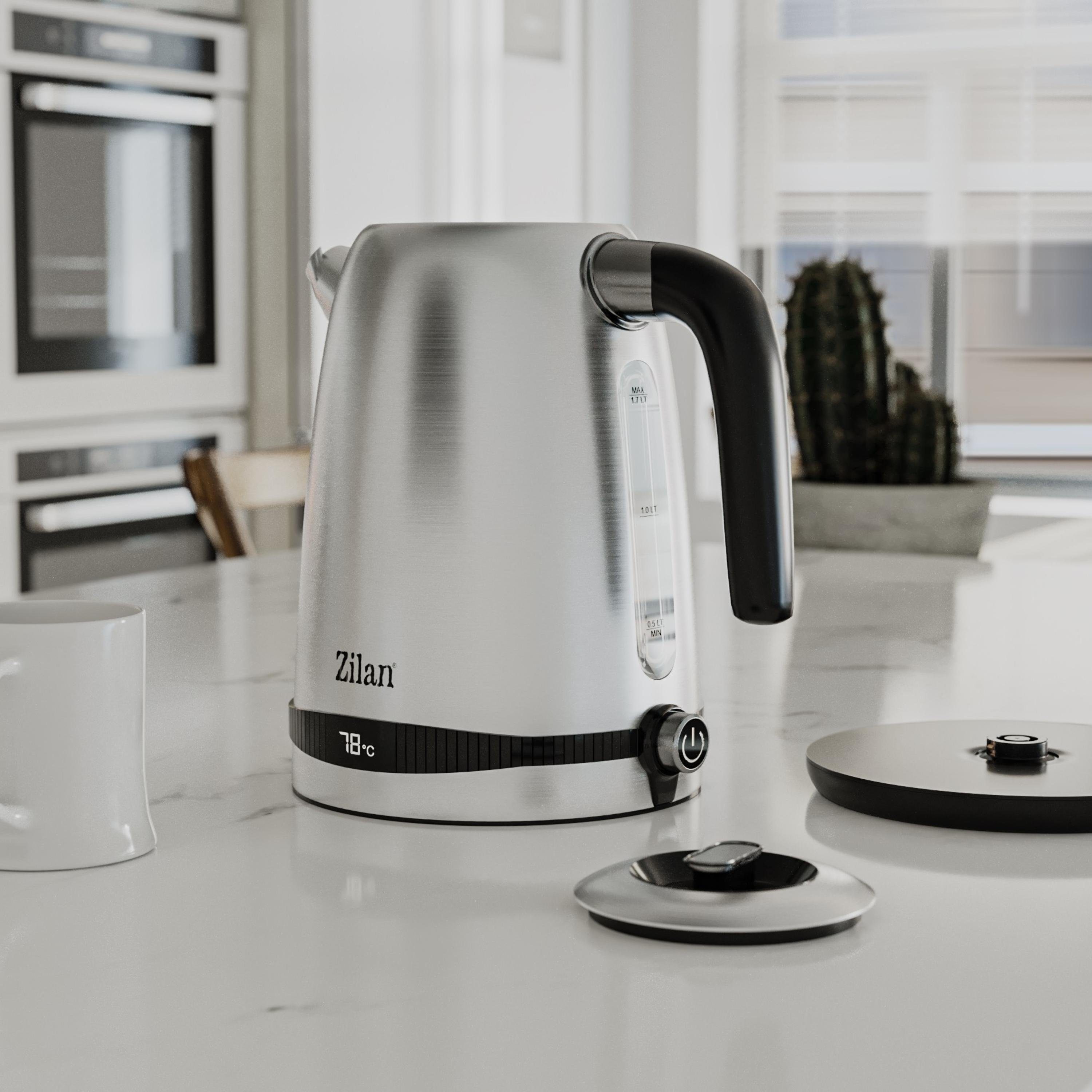 Zilan Wasserkocher ZLN-1000, 1,7 l, 2200 W, Temperatureinstellung,LED-Beleuchtung,Edelstahl,BPA-frei
