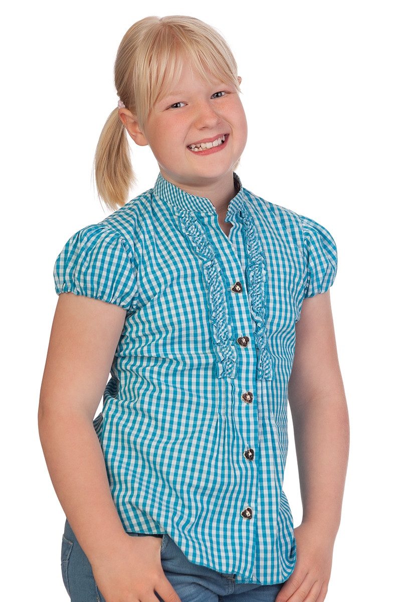 M.Stützle GmbH Trachtenbluse Mädchen Bluse - DORI - türkis, pink