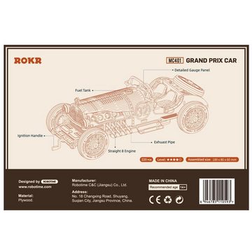 Robotime Modellbausatz ROKR Grand-Prix-Auto MC401 3D-Holzpuzzle 220 Teile