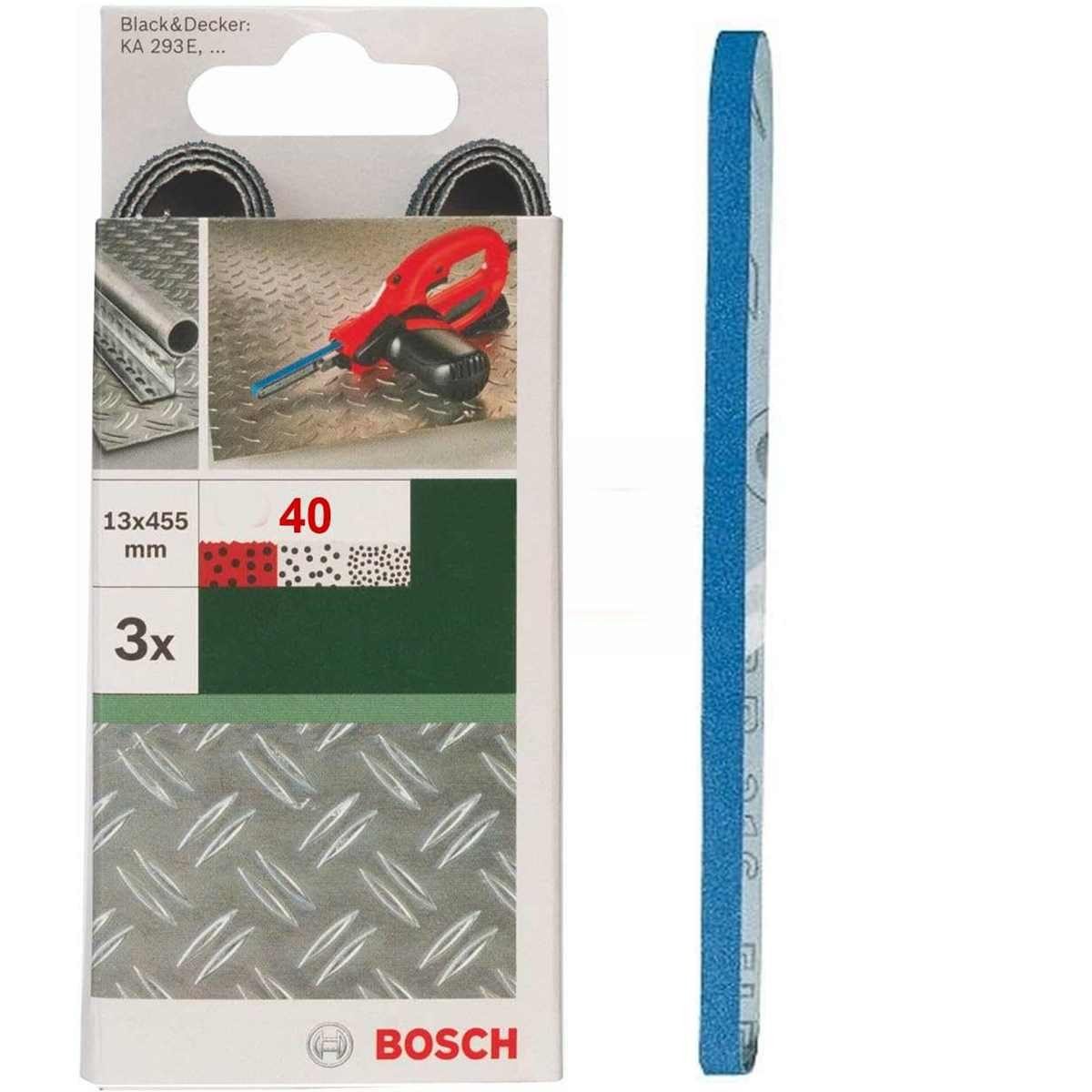 Thumbnail - BOSCH Schleifpapier 3 Schleifbänder für B+D Powerfile KA 293E 13 x 451 mm,K 40,Metall