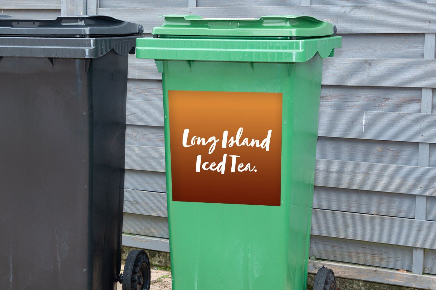 Long Braun Wandsticker MuchoWow - Eistee Island Sticker, - - (1 Container, Mülleimer-aufkleber, Zitate - St), Abfalbehälter Zitate Cocktail Mülltonne,