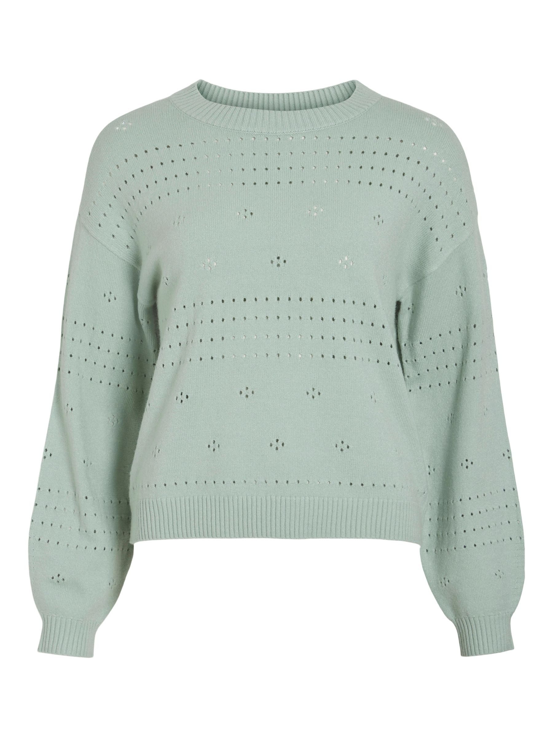 Vila Strickpullover Pointelle Design Strickpullover Rundhals günstig online kaufen