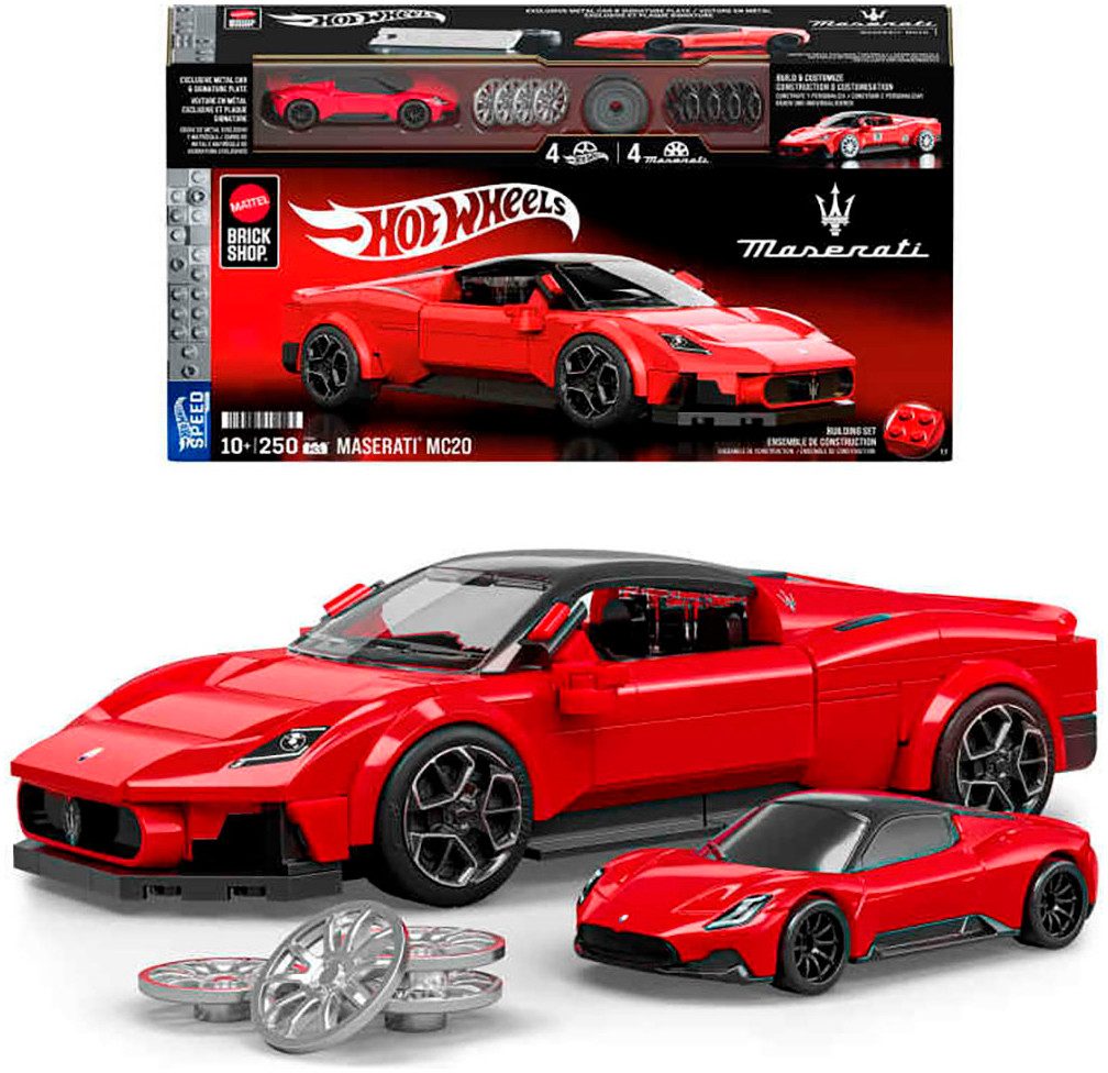 Mattel® Modellbausatz Mattel Brick Shop, Hot Wheels, SPEED SERIES MASERATI MC20, Maßstab 1:32, (250-tlg)