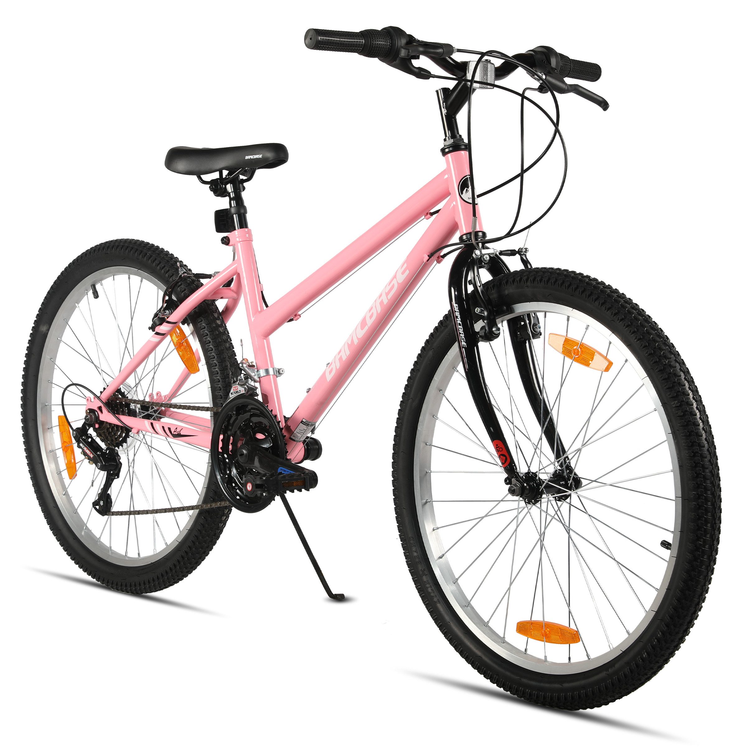 HILAND Mountainbike 24 26 Zoll Damen bike, Fahrrad für Mädchen & Frauen, 18-Gang-MTB, Doppel-V-Bremsen, Rahmen aus Kohlenstoffstahl