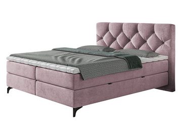 MIRJAN24 Boxspringbett Infinity (mit 2 Bettkästen, Gasdruckfedern, Bonellfederkernmatratzen + Topper), Kopfteil gesteppt und gepolstert