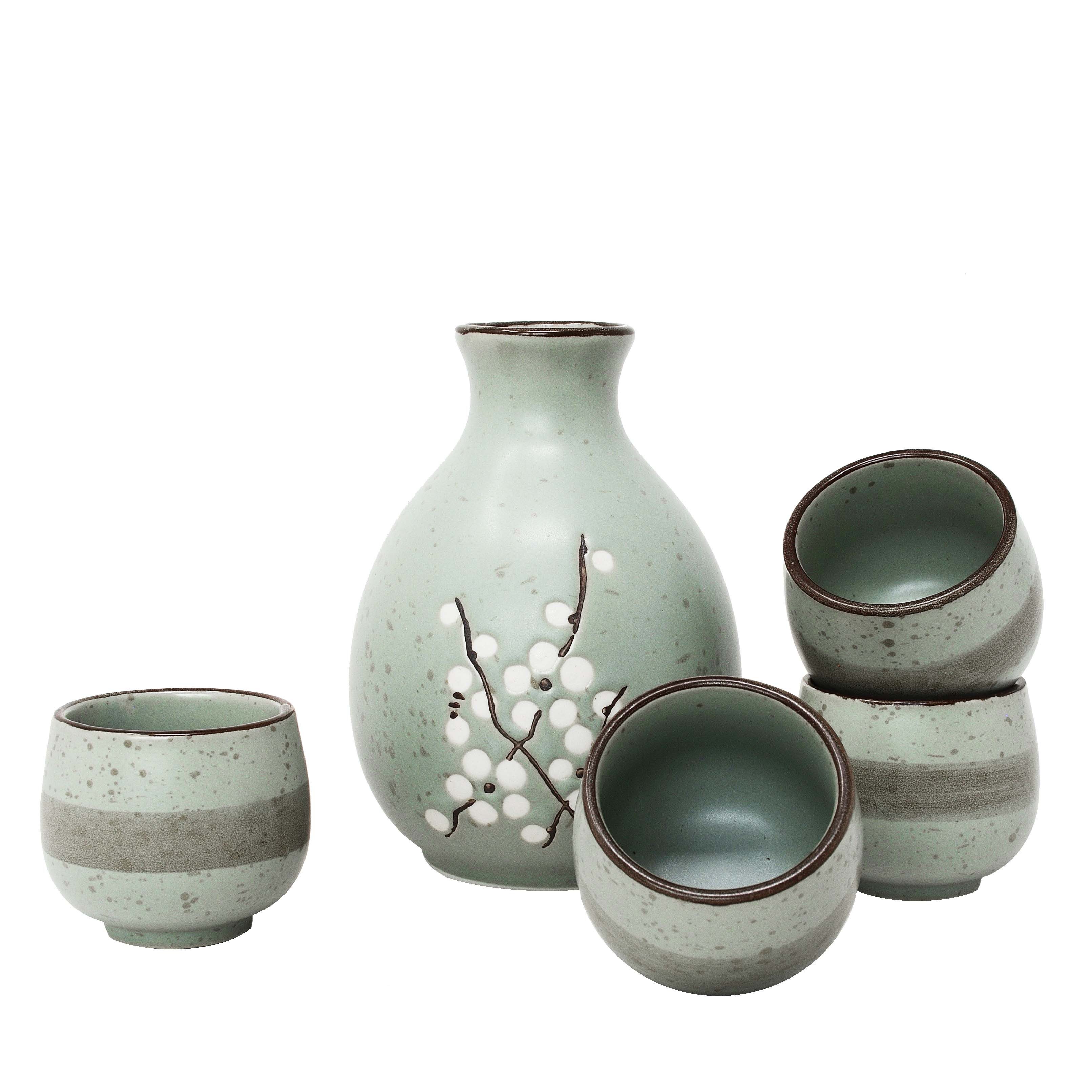 MystiCalls Schnapsglas Japanisches Sake Set für 4 Personen Japanisches Geschirr China, Keramik, Spülmaschinenfest und hitzebeständig