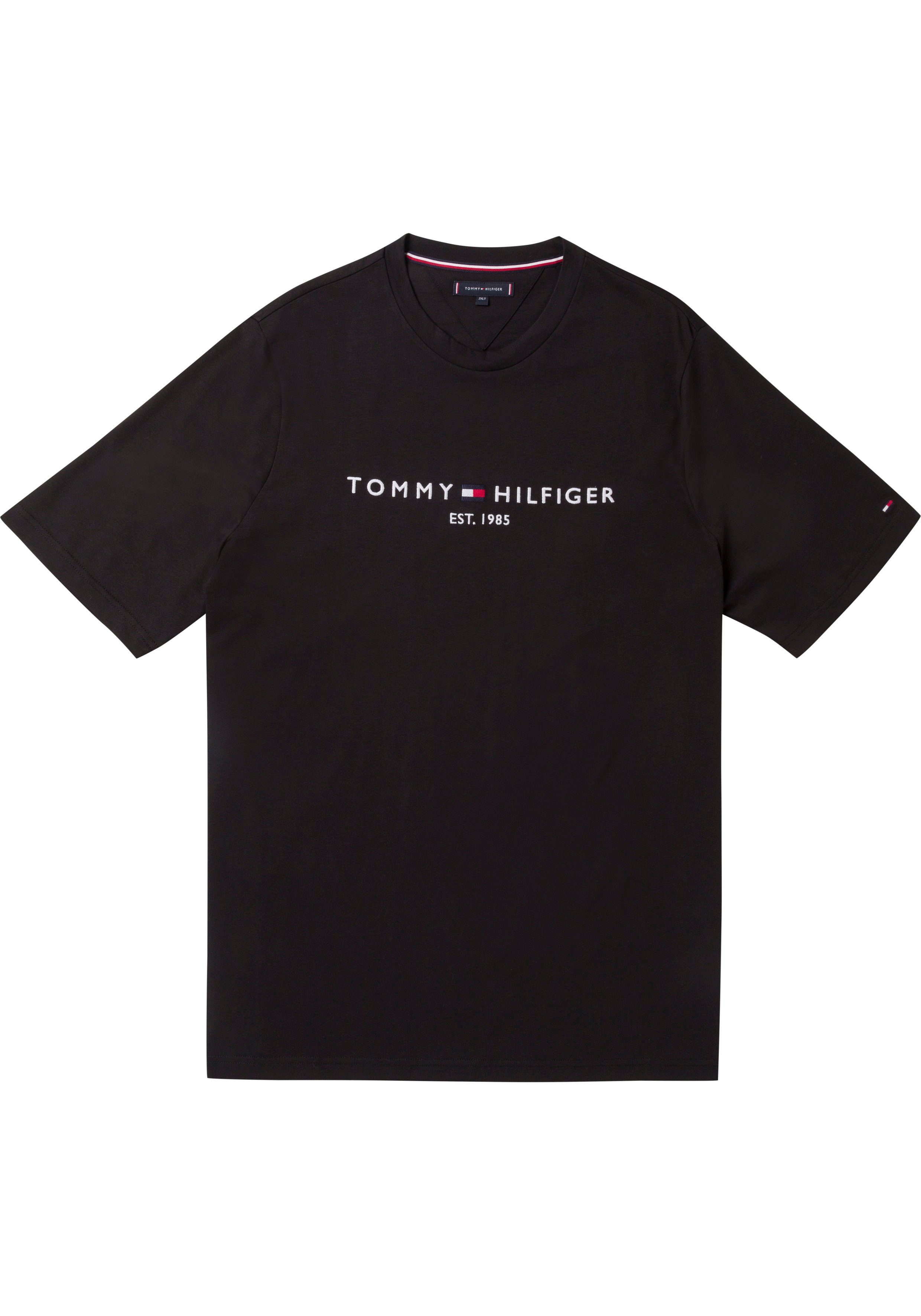 Versandhandel Logoschriftzug mit T-Shirt Hilfiger TEE-B Brust LOGO Tommy Big Tall Tommy BT-TOMMY schwarz Hilfiger der auf &