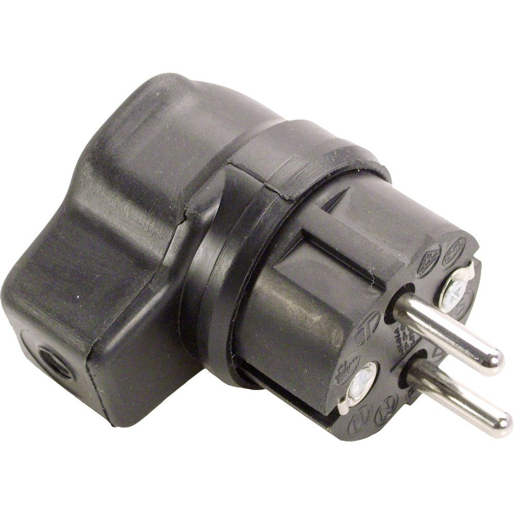 AS Schwabe 62207 Schutzkontakt-Winkelstecker Vollgummi 230 V Schwarz Steckernetzteil