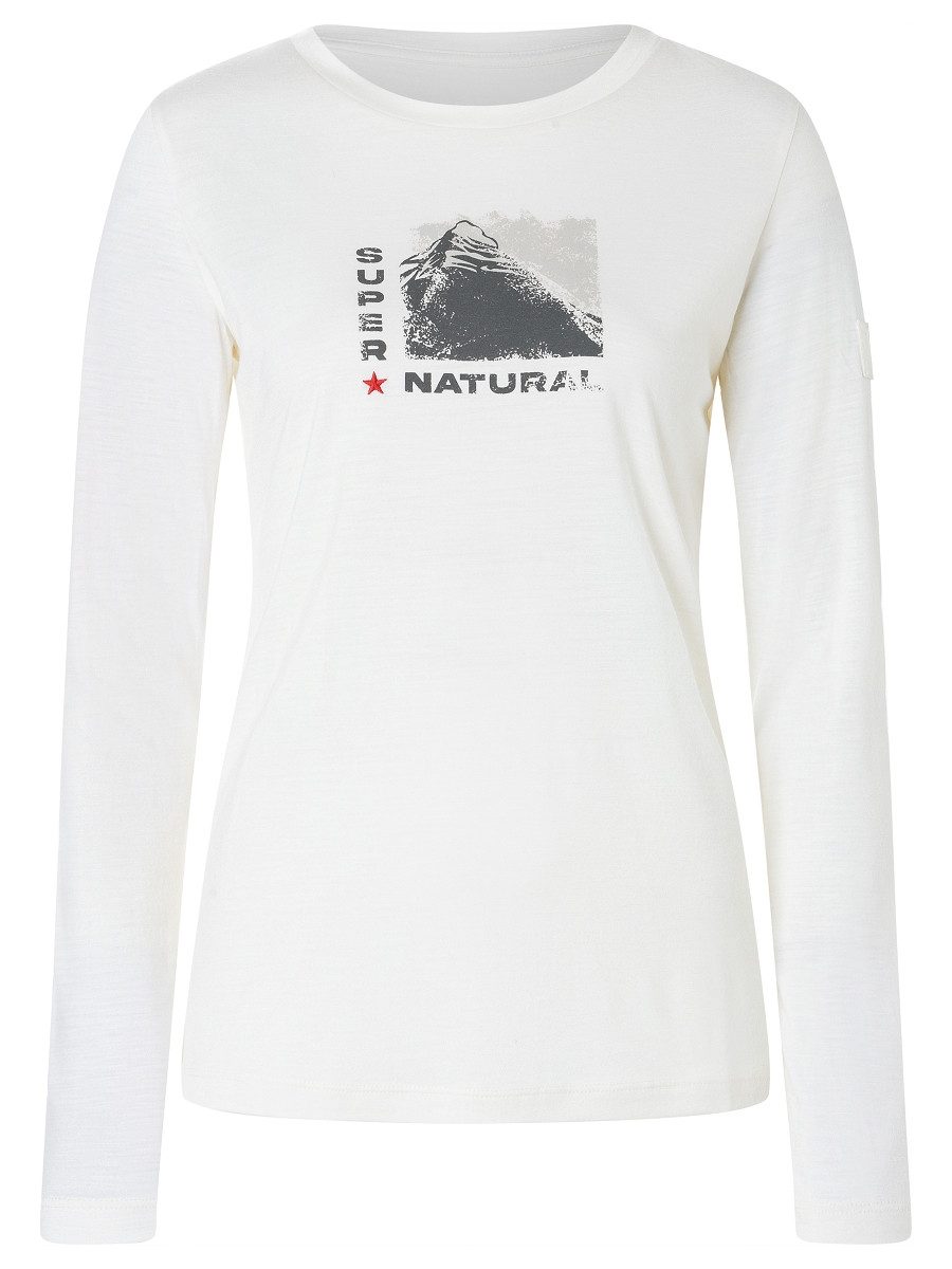SUPER.NATURAL Langarmshirt für Damen, nachhaltig, Merino mit Berg-Motiv, at günstig online kaufen