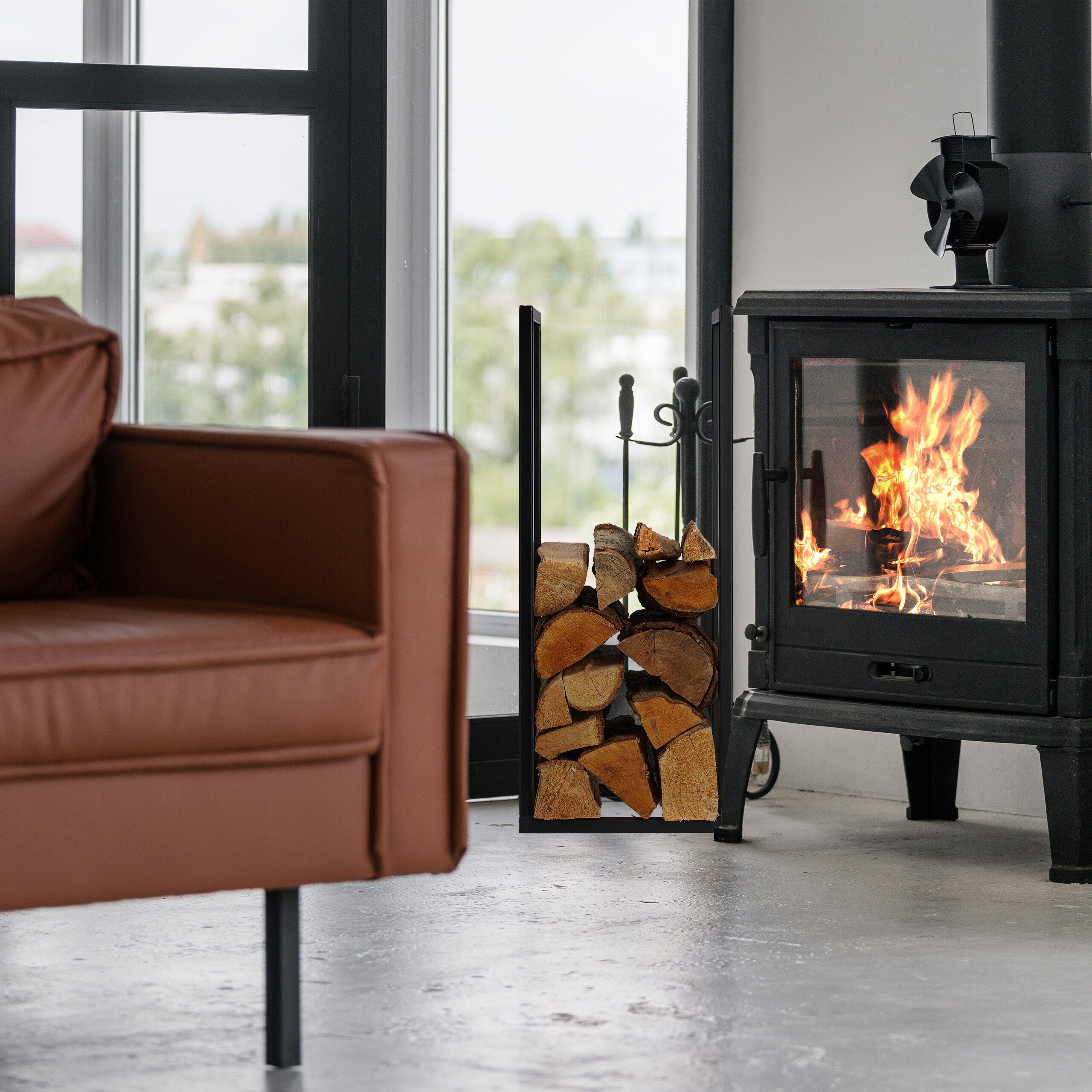relaxdays Kaminholzregal Schwarzes Kaminholzregal aus Metall, günstig online kaufen