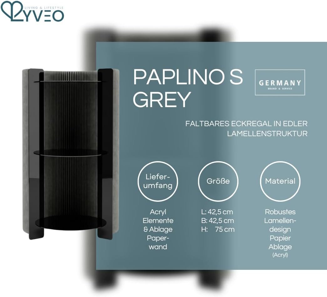 Lyveo Bücherregal Papierschrank Aufbewahrungsschrank mit Acryl Ablagen faltbar, Design Schrank Regal aus Kraftpapier