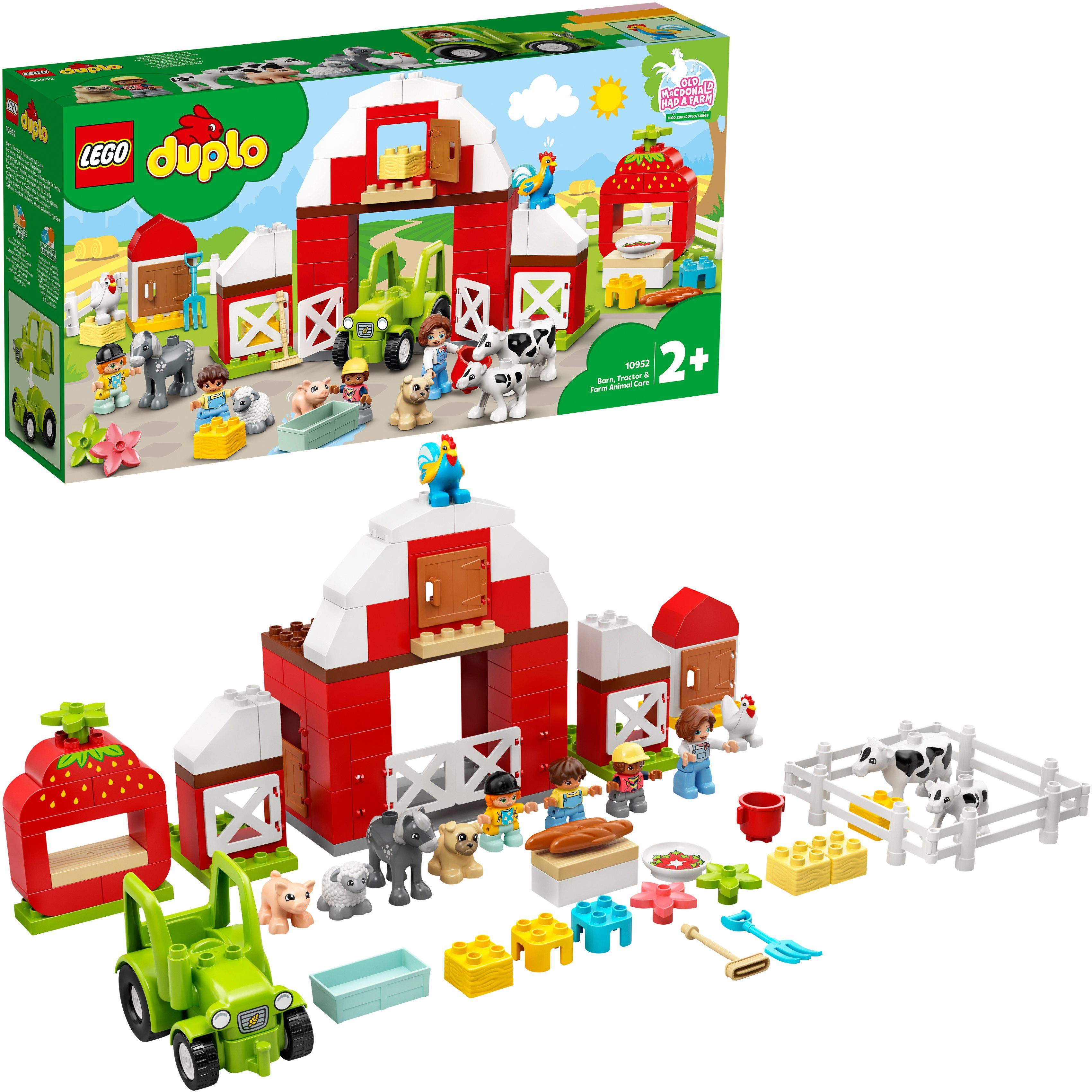 Lego Konstruktionsspielsteine Scheune Traktor Und Tierpflege 10952 Lego Duplo Town 97 St Made In Europe Online Kaufen Otto