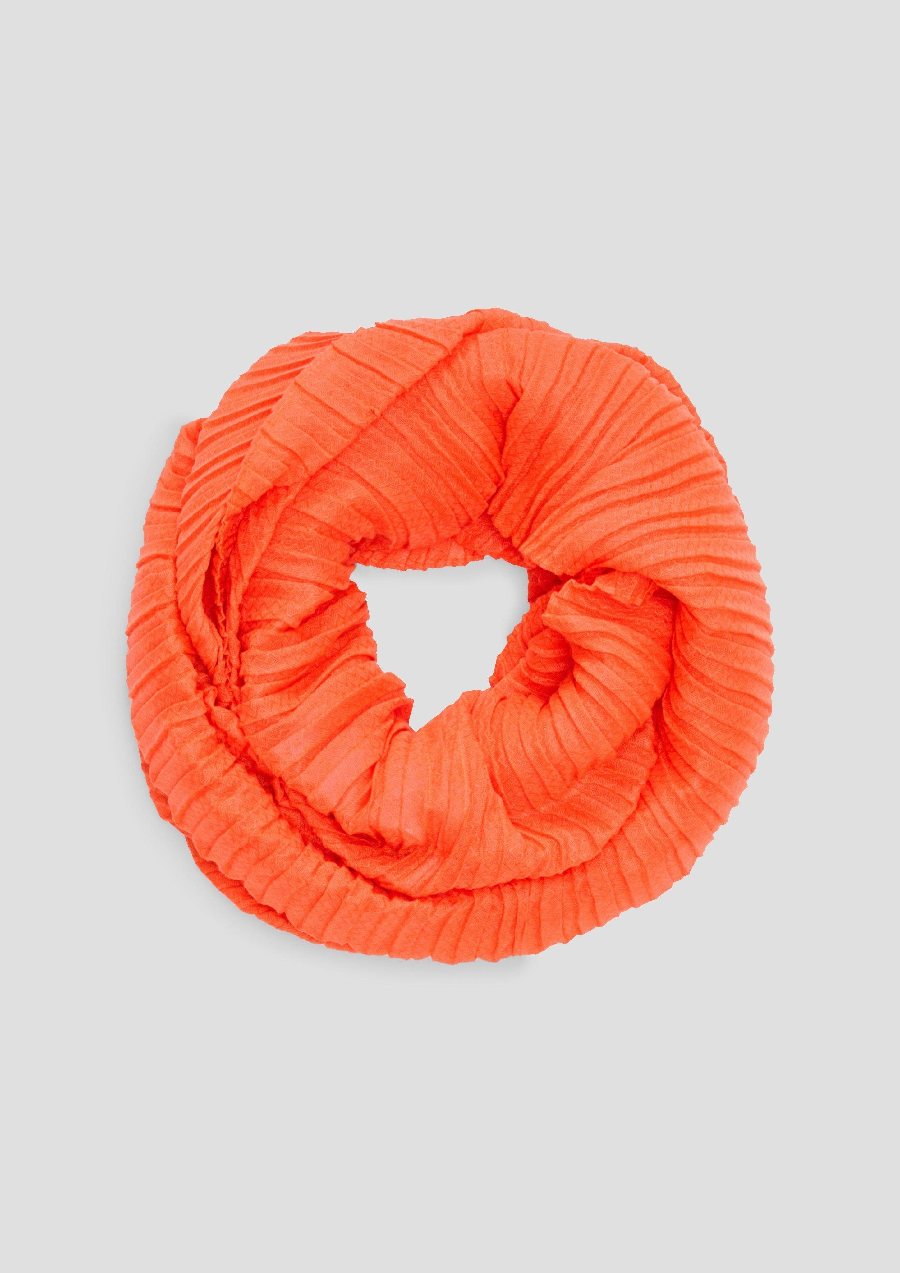 s.Oliver Halstuch Leichter Loop-Schal Plisseefalten mit orange
