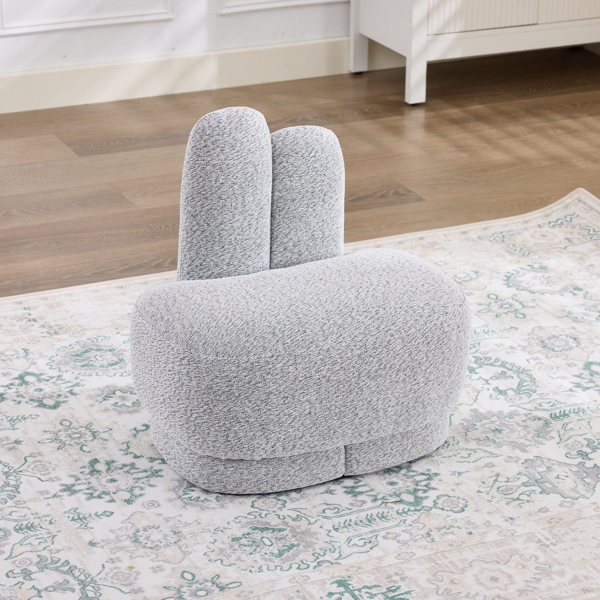 HAUSS SPOLE Loungesessel Hasenohren-Sitzhocker,Stoffhocker mit Ohren,nicht abnehmbar,Grauweiß (Spielzimmer-Hocker Hasen-Stuhl mit aufgestickten Ohren-Details, als gemütliche Fußstütze auf der Couch), für Kinder