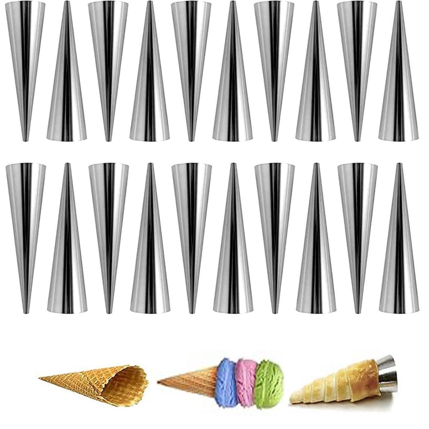 LuxusKollektion Backform Backform Cannoli Edelstahl 20 Stk Kegel, (20-tlg)