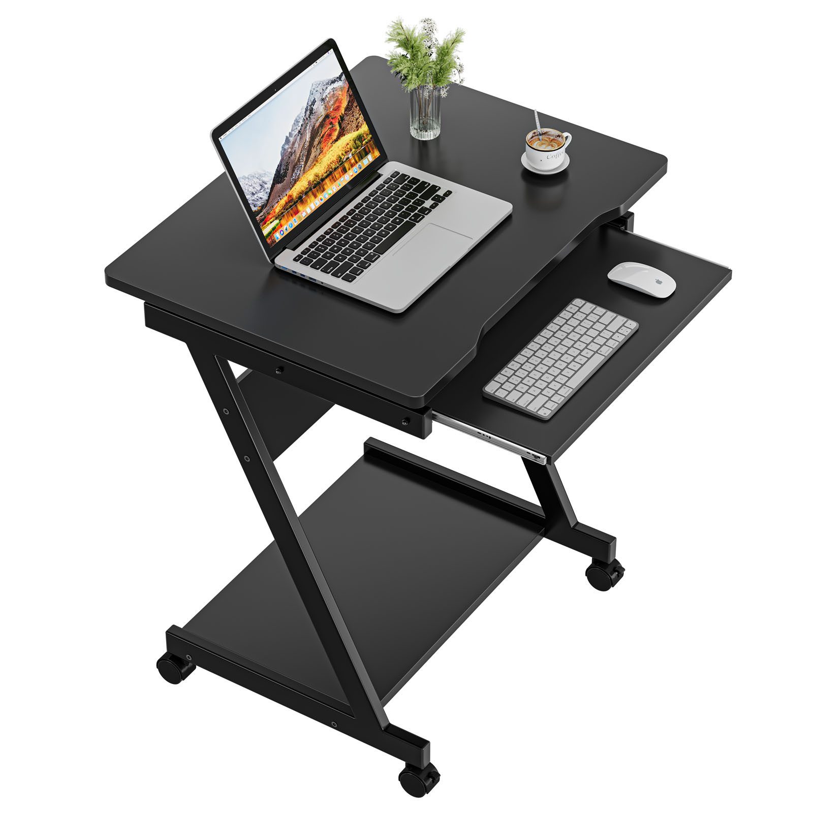 Computertisch Schreibtisch Computertisch mit Rollen Laptoptisch Z-förmiger