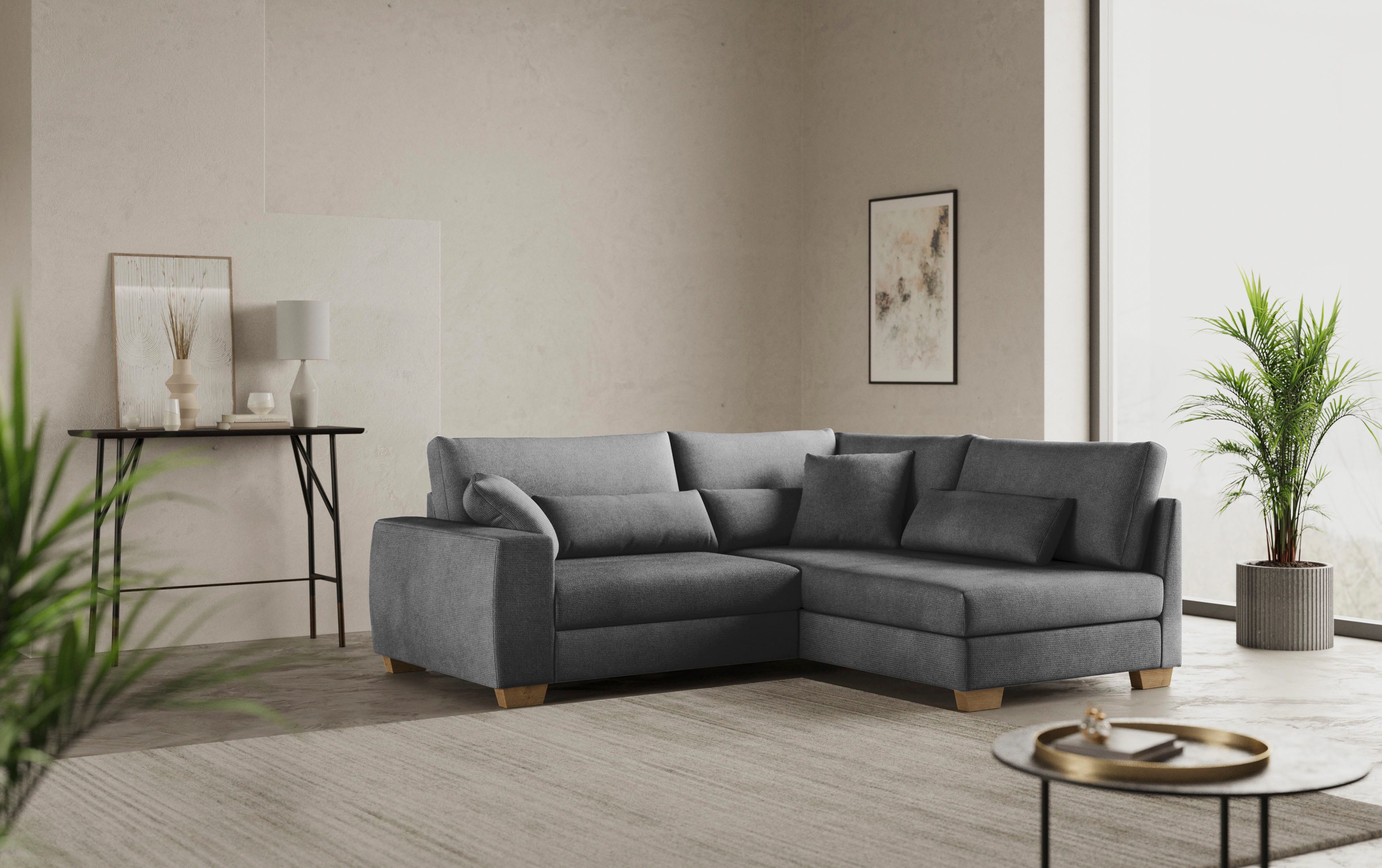 Mr. Couch Ecksofa "Helena L-Form", Mit Federkern, wahlweise mit Bettfunktio günstig online kaufen