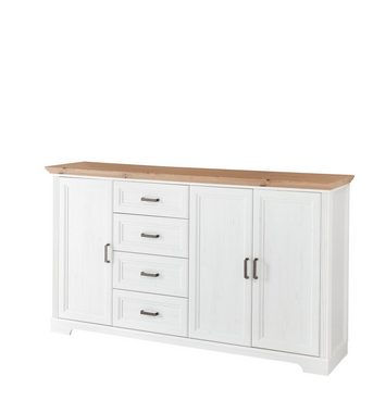 möbelando Sideboard JASMIN (BxHxT: 182x102x41 cm), in Artisan/Weiß mit 4 Schubladen und 2 Türen