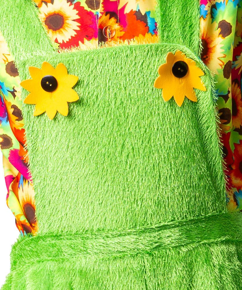 Karneval-Klamotten Kostüm Gärtner Herren Gras-Latzhose mit Sonnenblumen Hut, Gärtnerhose Herrenkostüm Männerkostüm in Grasoptik mit Gärtnerhut