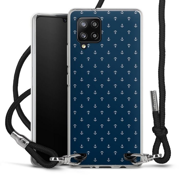 DeinDesign Handyhülle Anker Segeln Muster Anchors Dark Samsung Galaxy A42 5G Handykette Hülle mit Band Case zum Umhängen