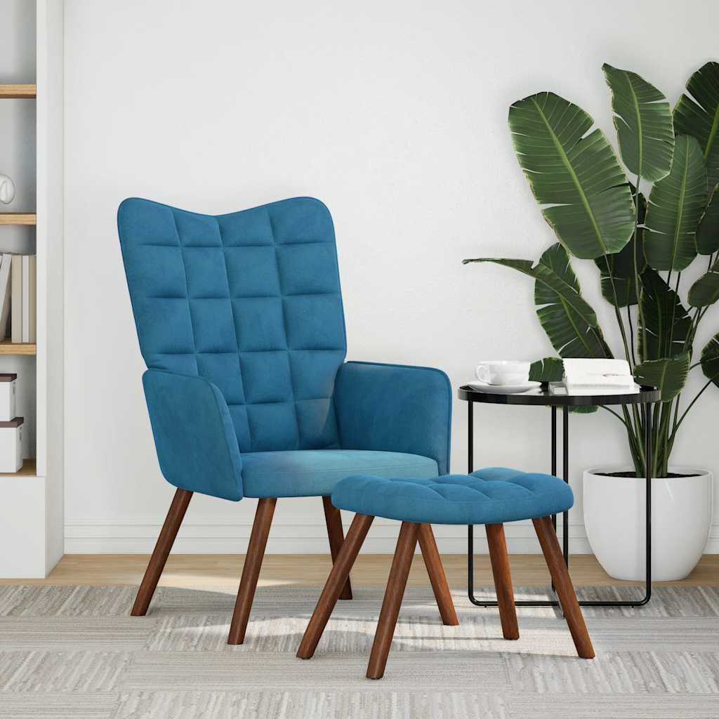 vidaXL Sessel Relaxsessel mit Hocker Blau Samt (1-St) günstig online kaufen