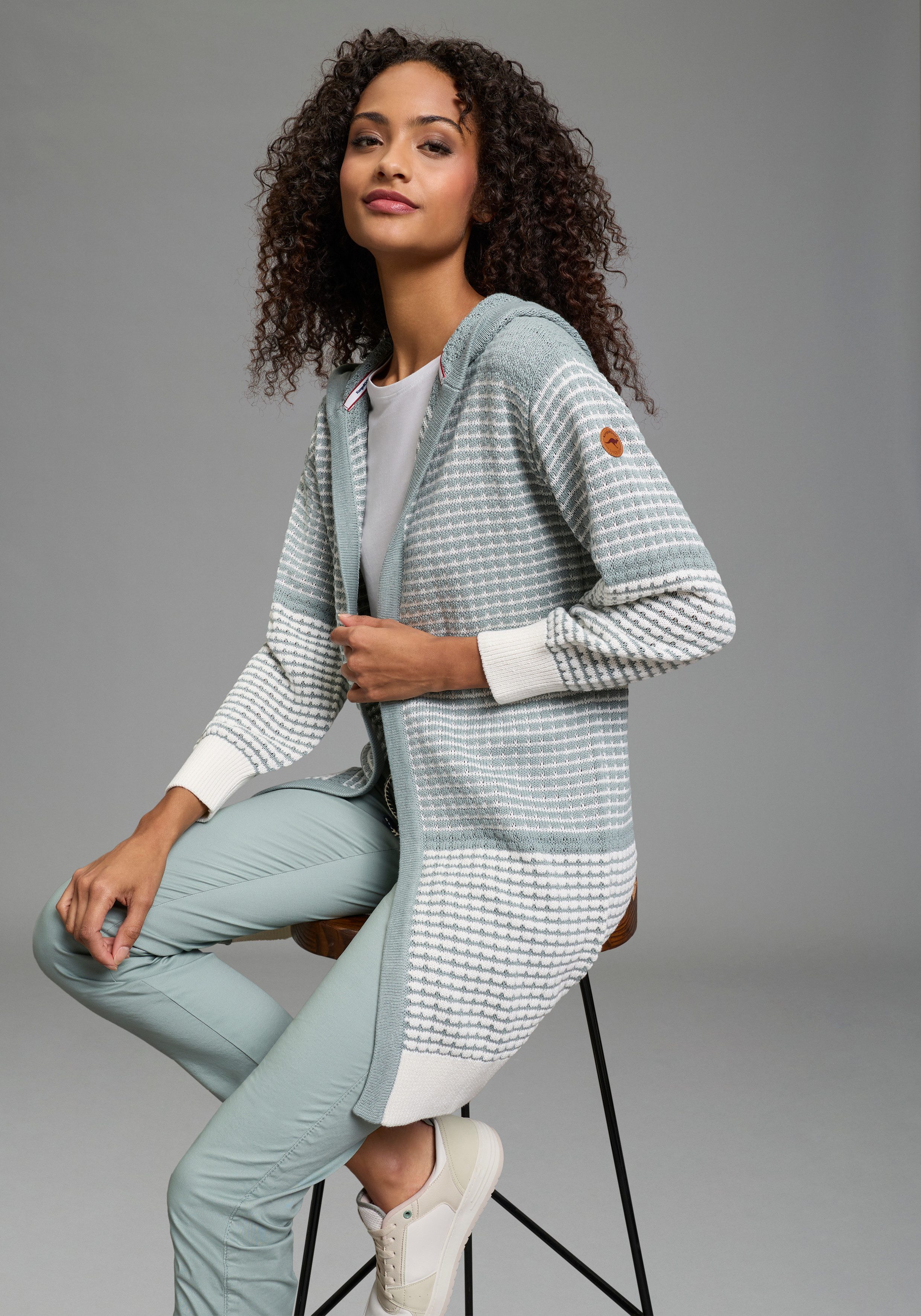 KangaROOS Kapuzenstrickjacke mit angesagtem Strickmuster