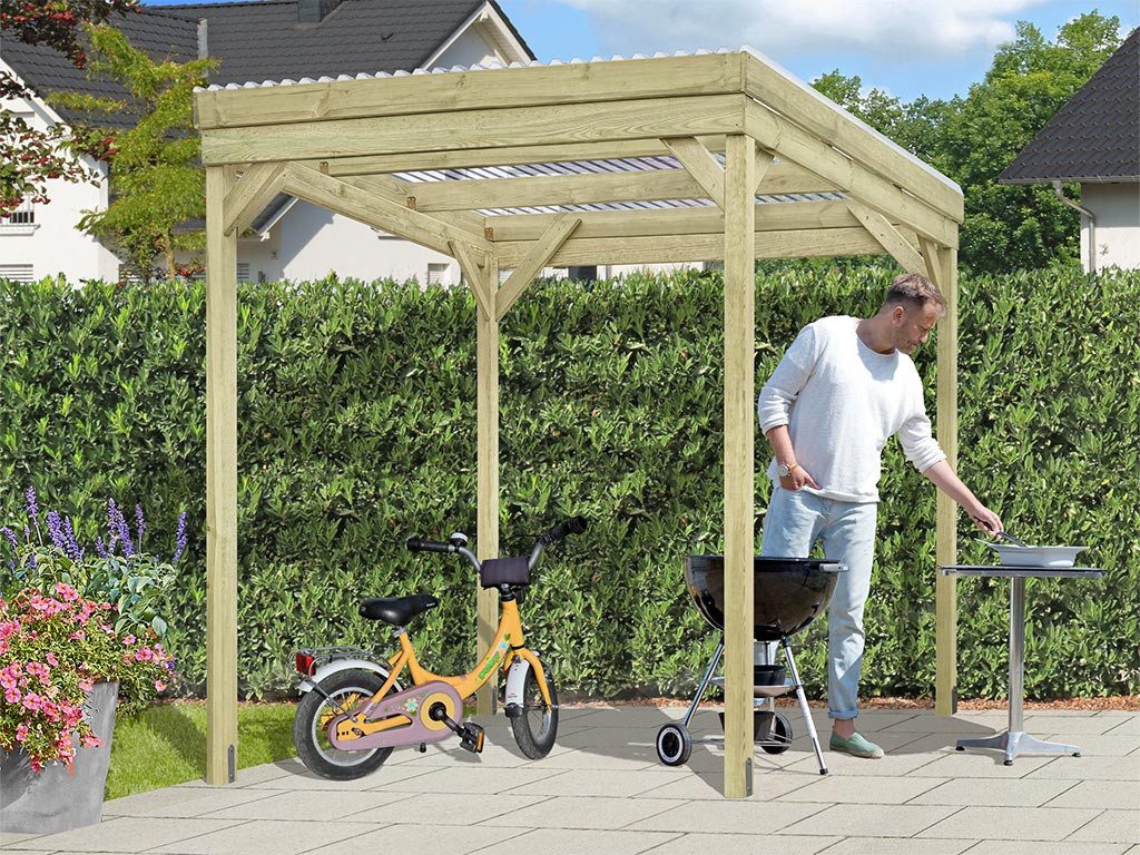 Belladoor Gartenhaus Belladoor Gartenhaus Uniport braun / grün, BxT: 203x199 cm, Kesseldruckimprägniert