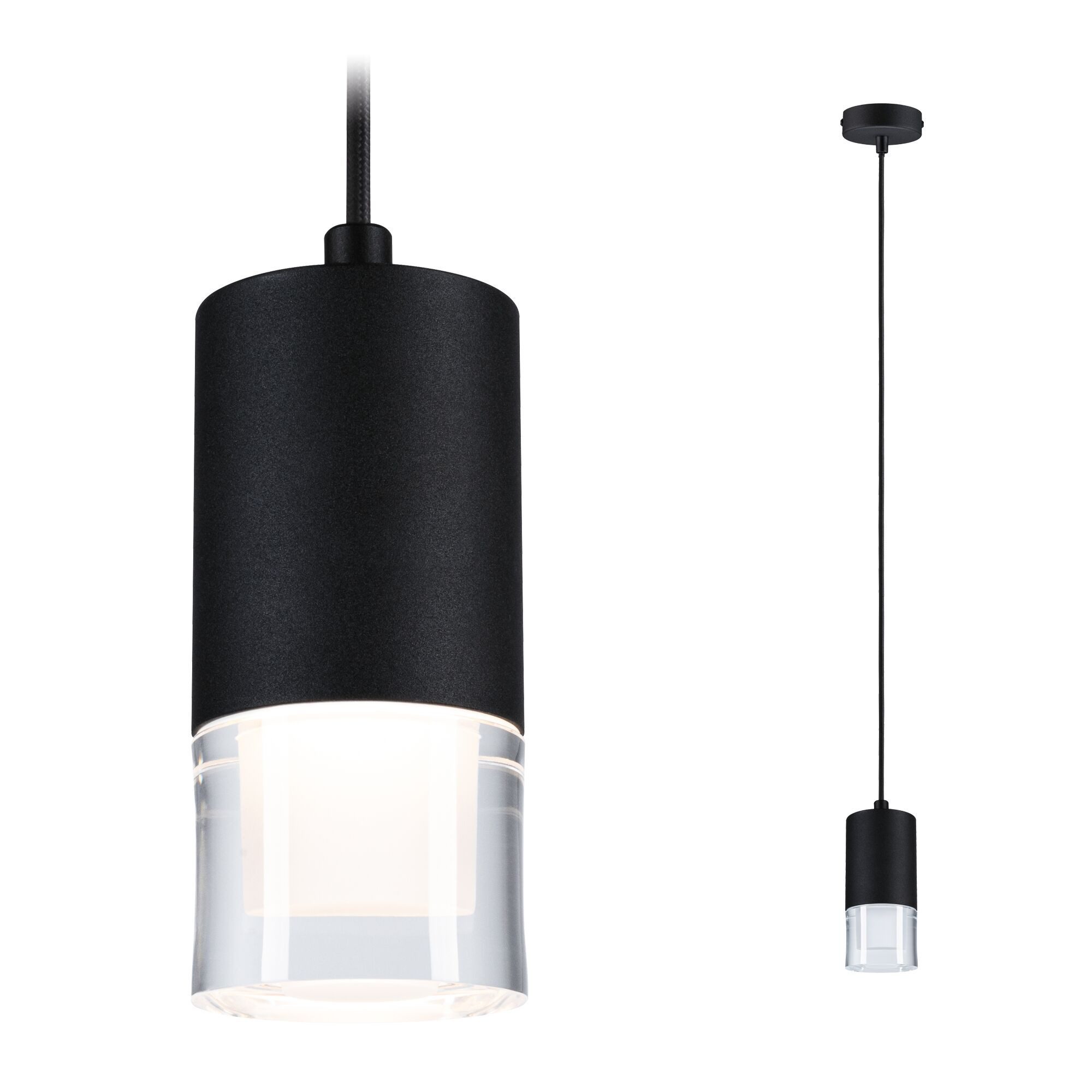 Paulmann LED Pendelleuchte LED Pendelleuchte Kame 9W Klar, Schwarz matt