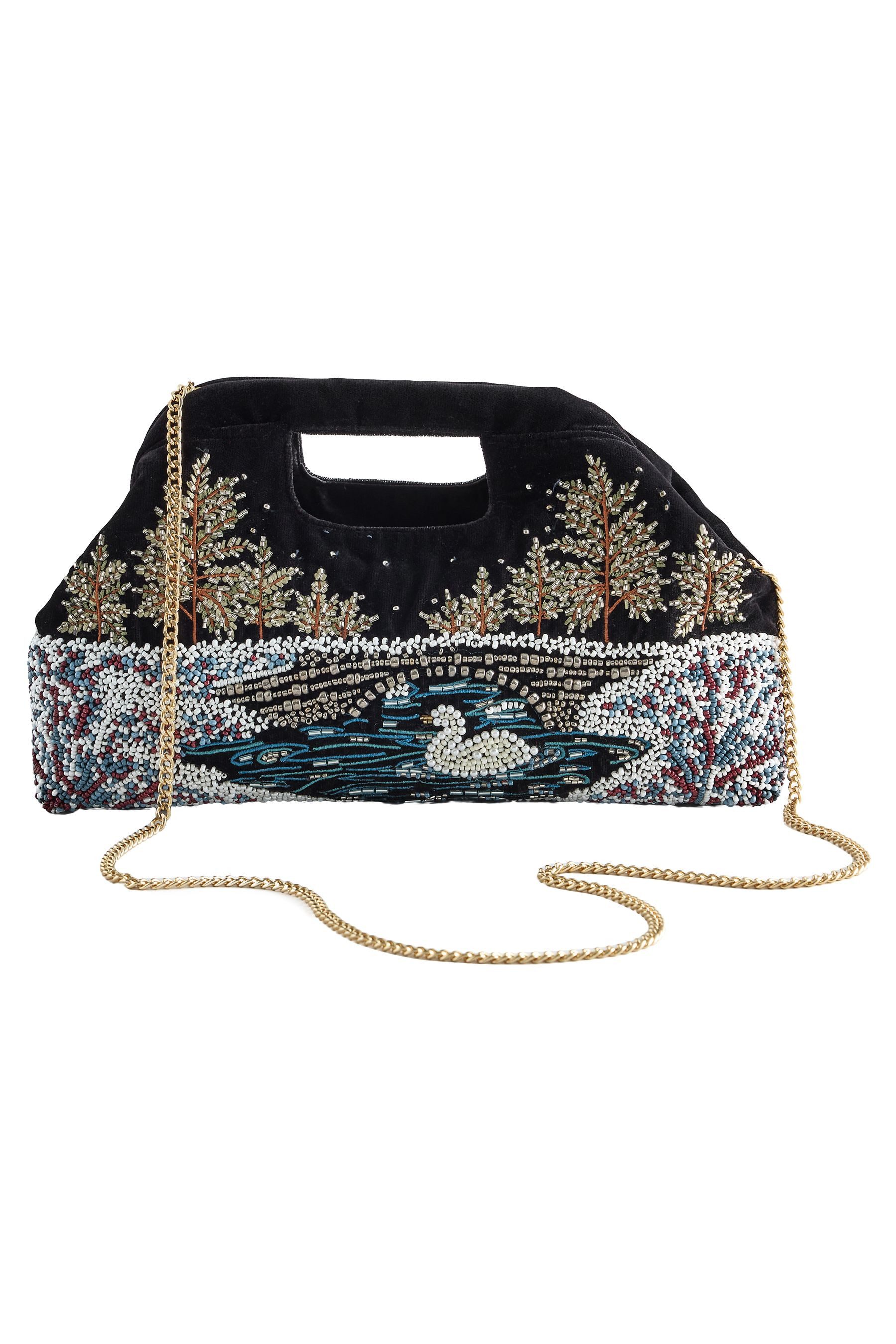 Next Clutch Verzierte Clutch aus Samt (1-tlg)