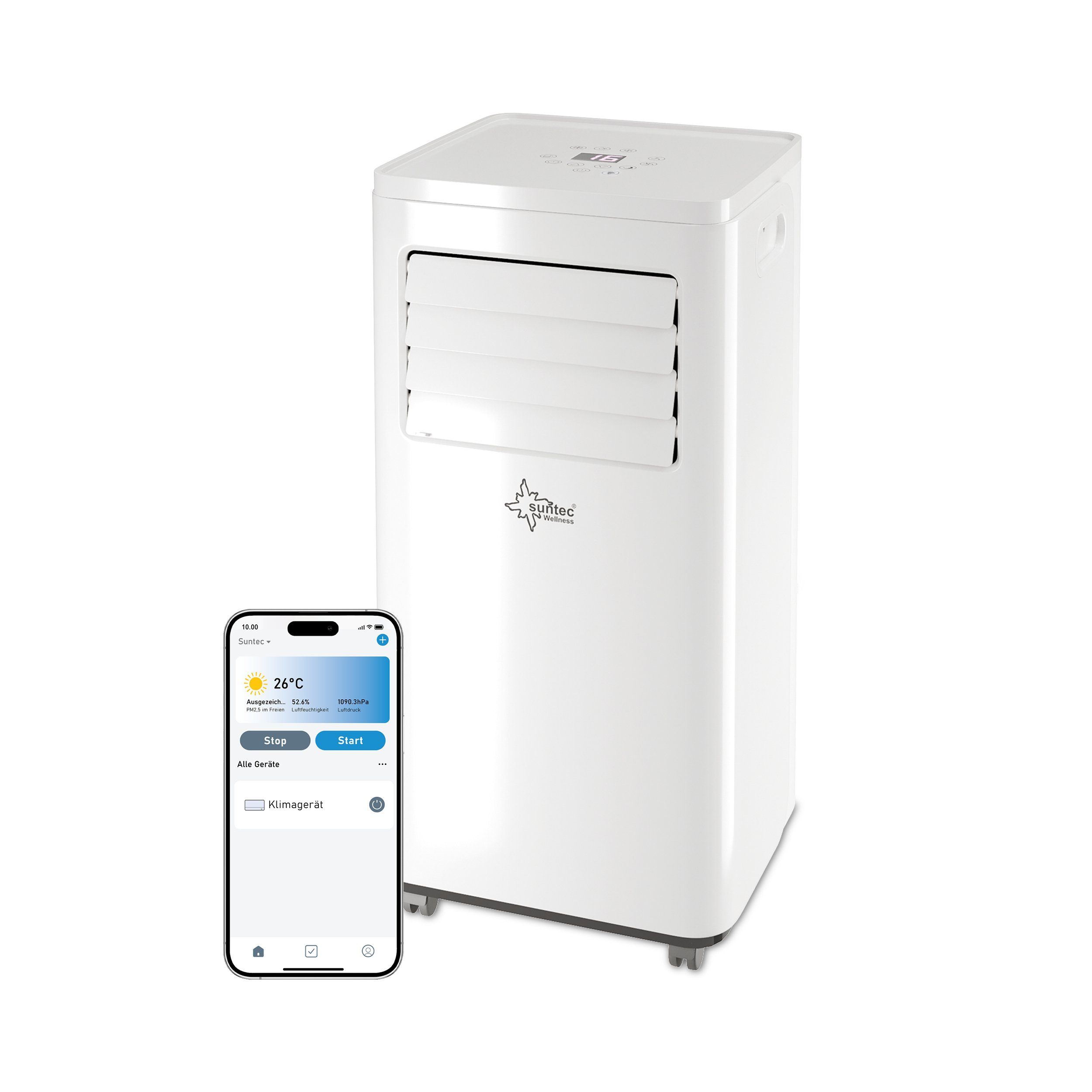 Suntec Wellness 3-in-1-Klimagerät Impuls 2.0 Eco APP, Mobile Klimaanlage  für Räume bis 60 m³, Kühler & Entfeuchter