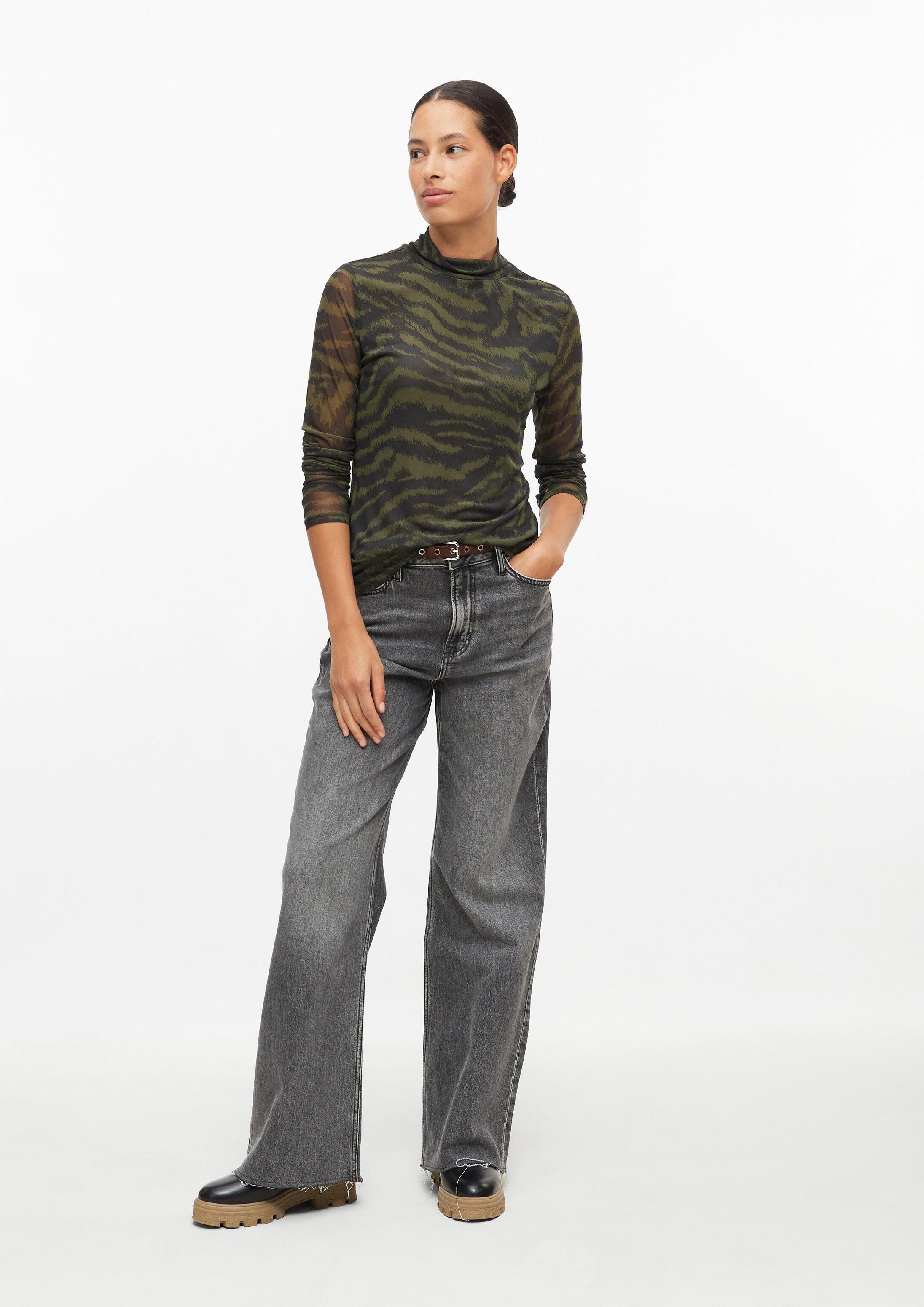 s.Oliver Langarmshirt T-Shirt Leicht transparentes Mesh-Shirt mit All-over-Print – Bild 5 von 5