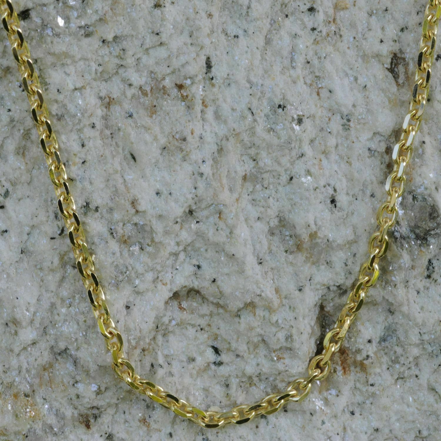 HOPLO Goldkette Ankerkette diamantiert 750 mm in Karat 1,8 cm Made 18 Germany Gold Kettenlänge - 45 Schmuckbox), (inkl