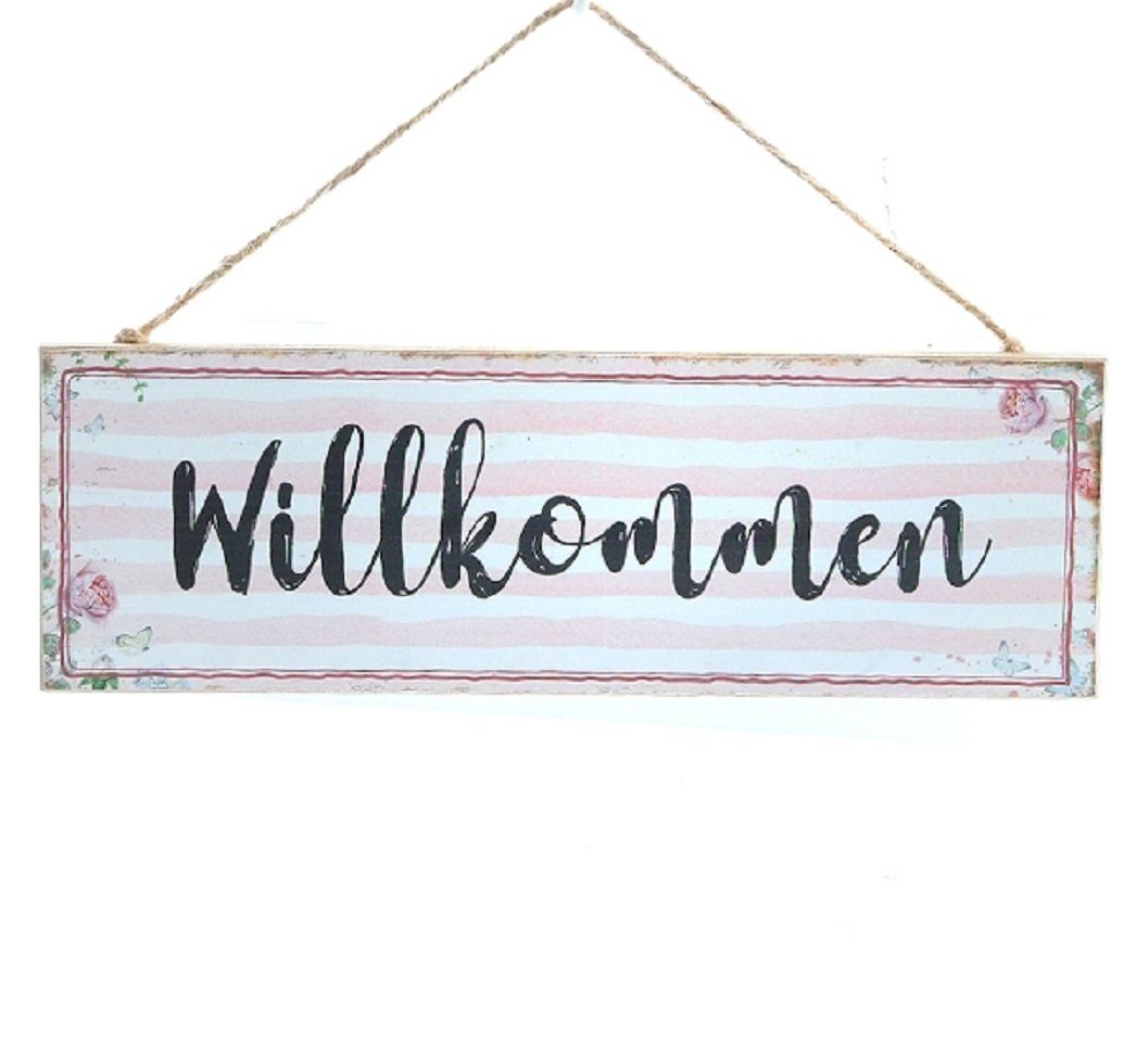 Holzbild Wandschild, Türschild 'Willkommen', Holzschild