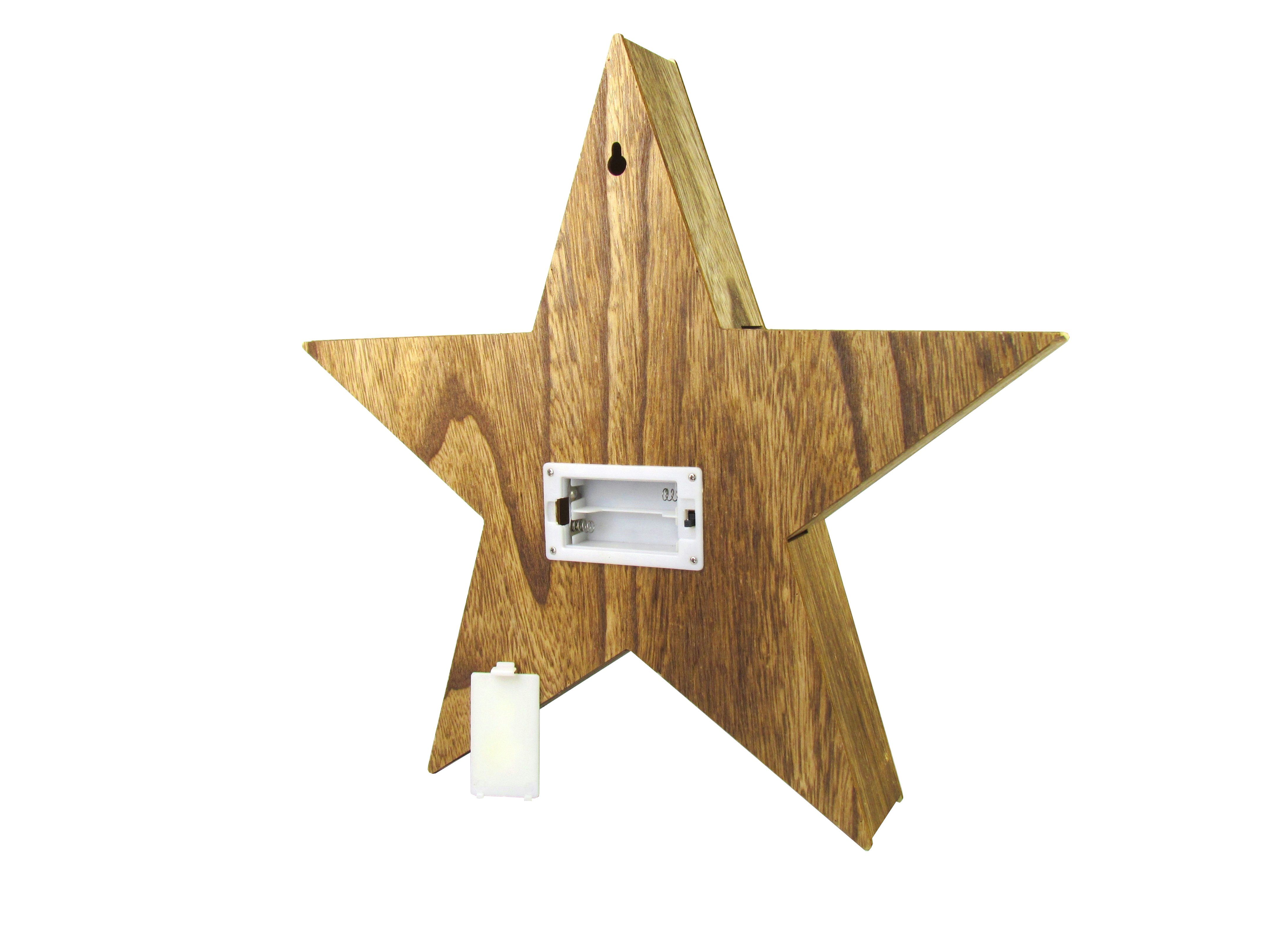 HI LED-Dekofigur LED Weihnachtsstern aus Holz und Kunststoff, Batteriebetrieben, 3 Verschiedene Motive – Bild 4 von 4