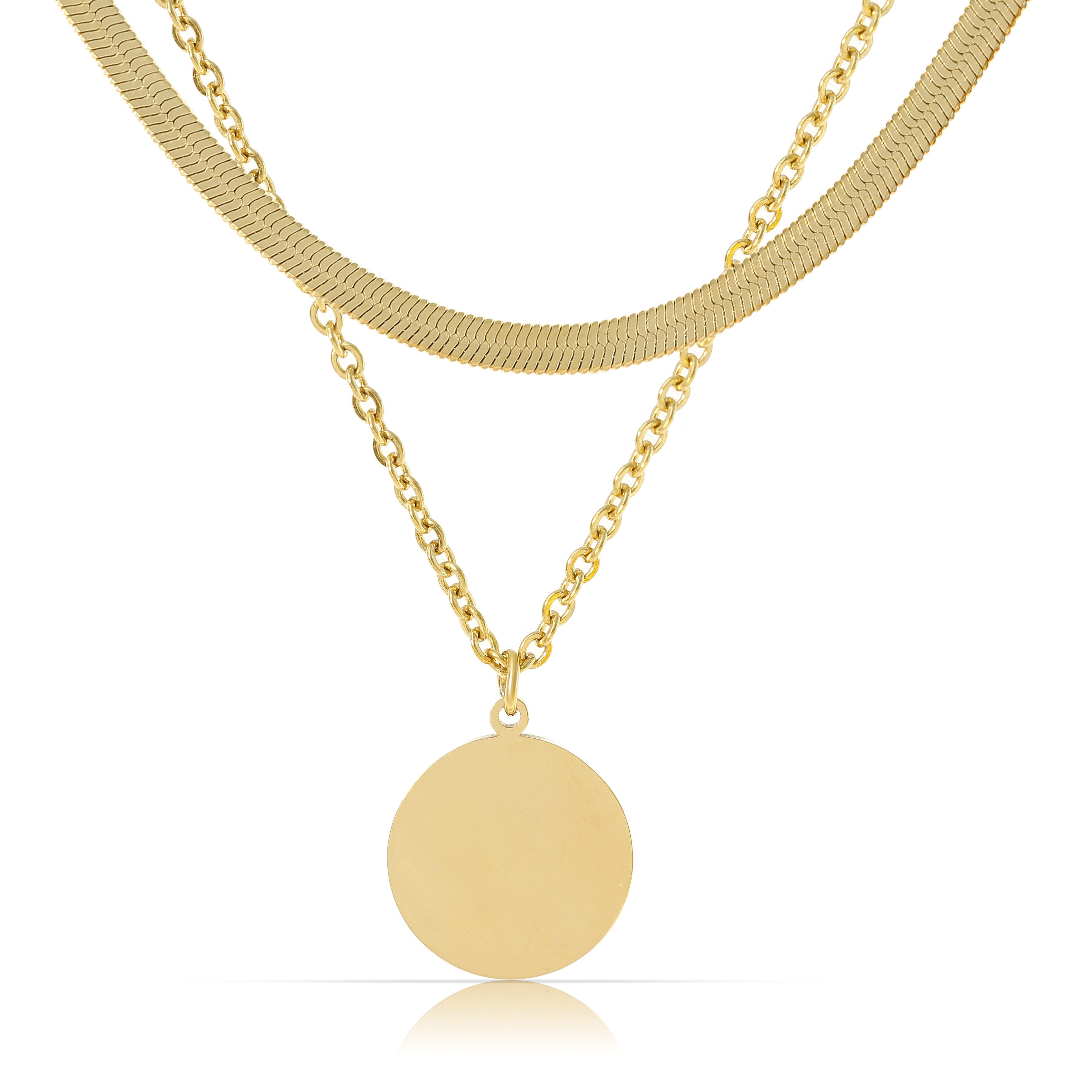 Made by Nami Charm-Ketten-Set Zweireihige Damen Halskette gold mit Anhänger günstig online kaufen