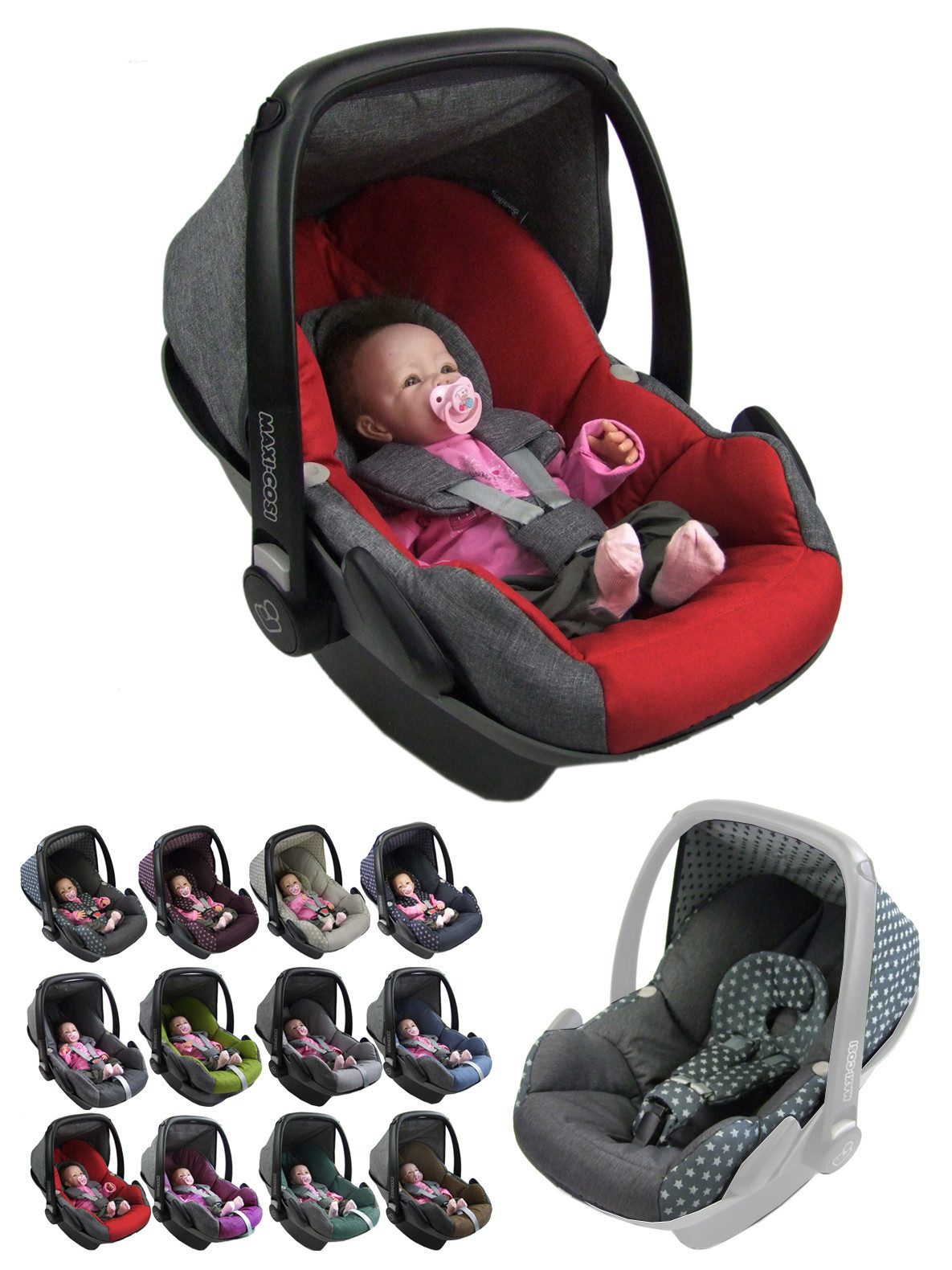 Babyschale Ersatzbezug kompatibel mit Maxi Cosi Pebble Babyschale 5-tlg
